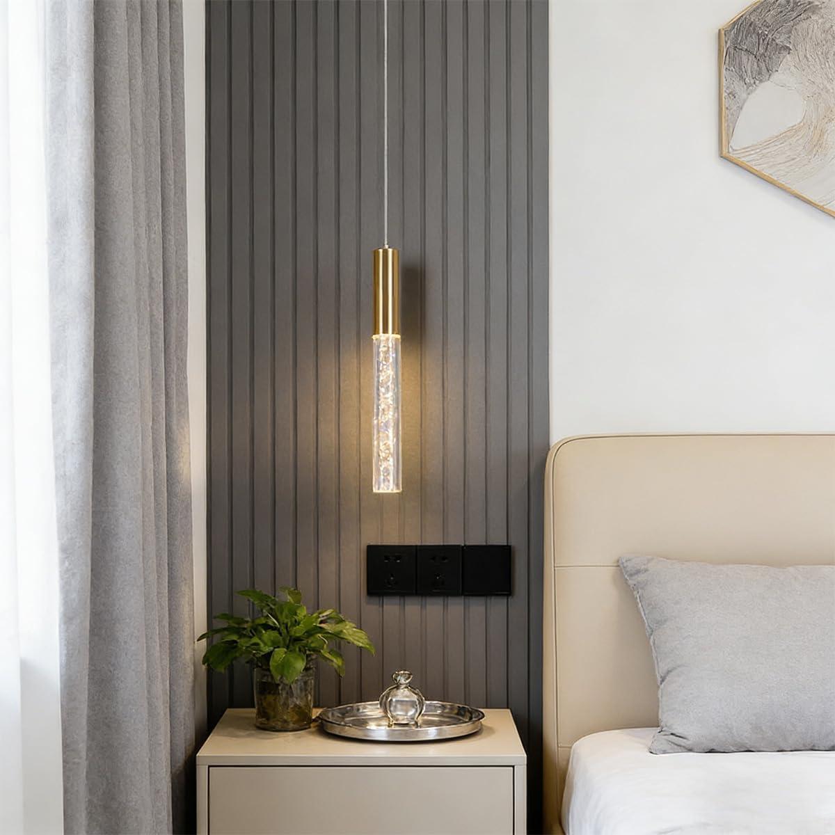 Luminária Pendente para Cabeceira, Design Moderno em Ferro e Acrílico, Fio Ajustável de 2M, para Quarto e Sala