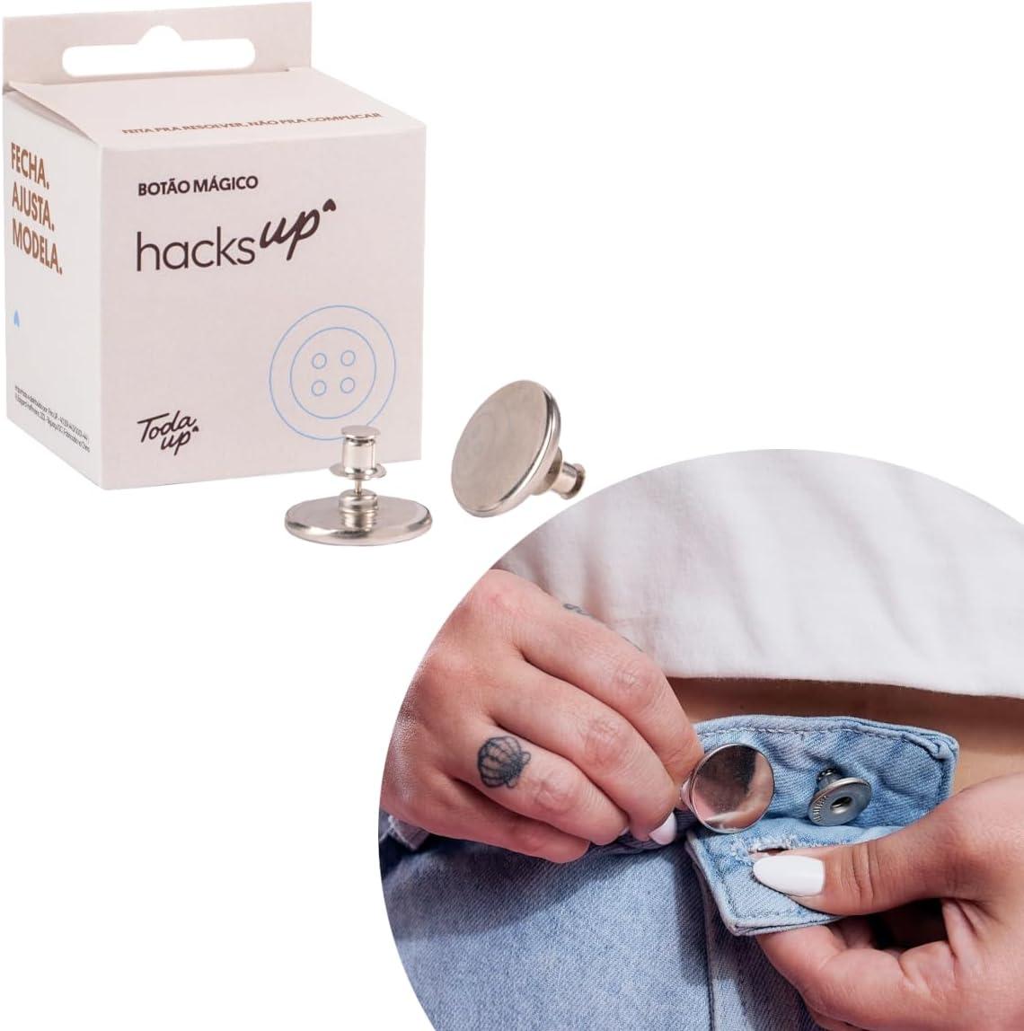 Botão Removível para Ajuste de Roupas Apertar Calça sem Manutenção Botão Mágico Toda Up