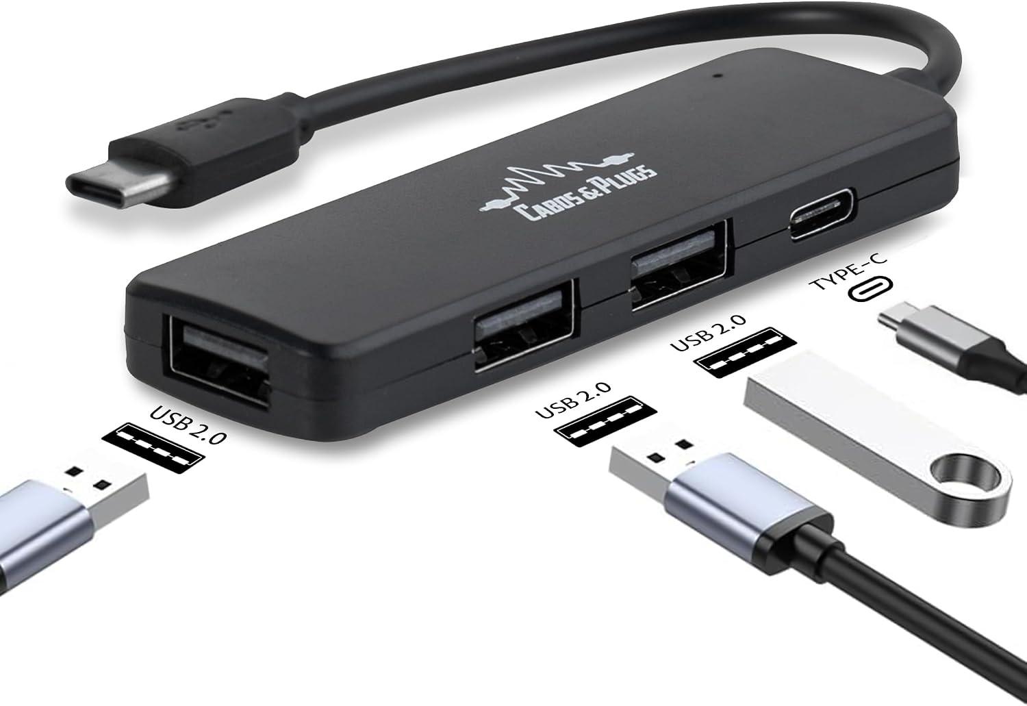 Hub USB-C Cabos & Plugs 3 portas USB 2.0 e 1 porta USB-C