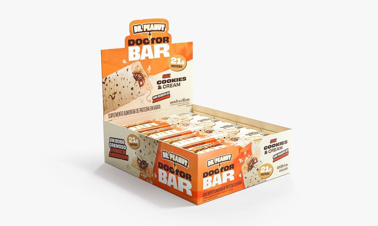 Barra de Proteína Doctor Peanut, 62g, Pack com 8 Unidades