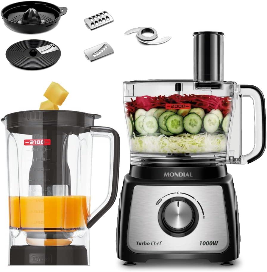 MONDIAL Multiprocessador Turbo Chef 7 em 1, Preto, 1000W, 220V - MPN-01-BE