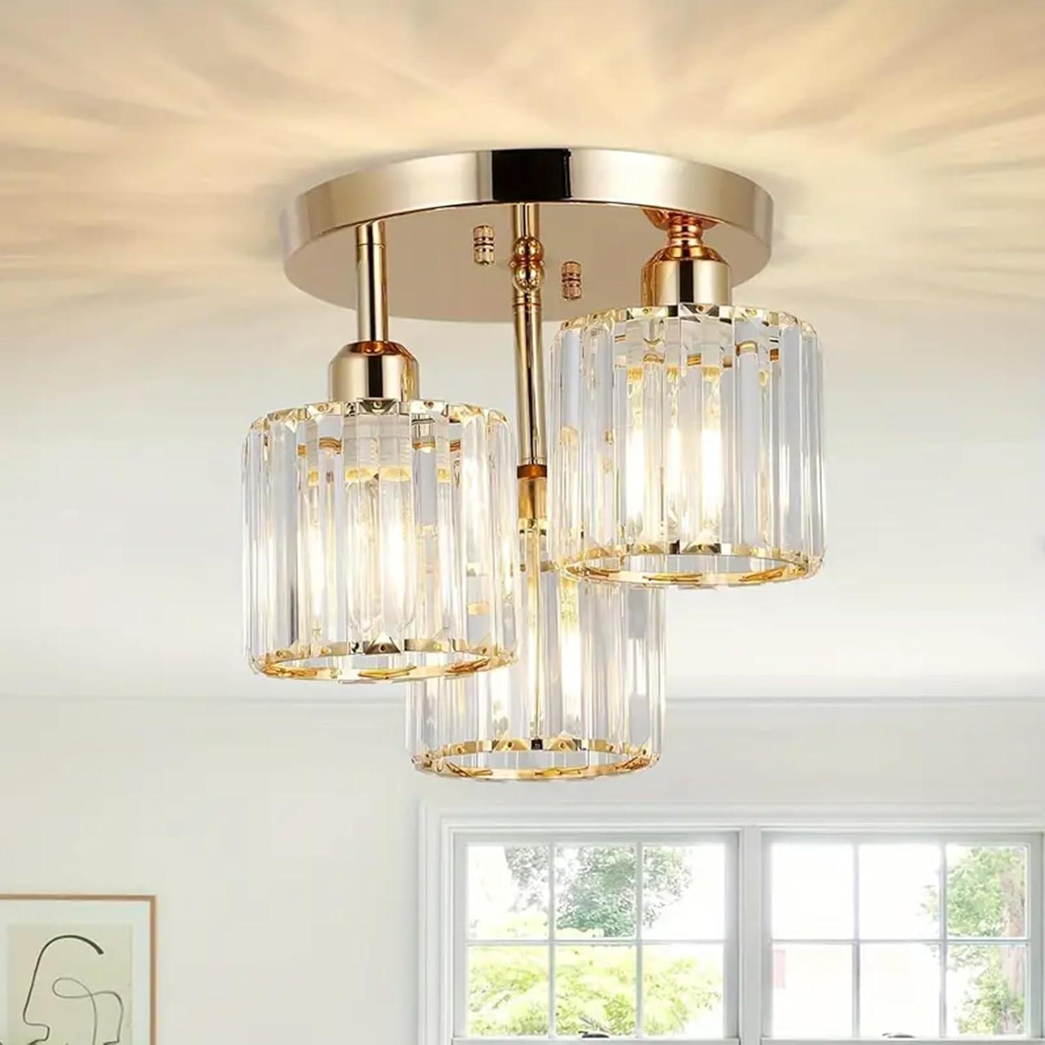 EKROTOK Luminária Pendente de LED, Luminária de Teto para Sala de Jantar, Quarto, Cozinha, Café, Lustre de LED Pendente, Luz De Teto (85-265V) (Ouro)