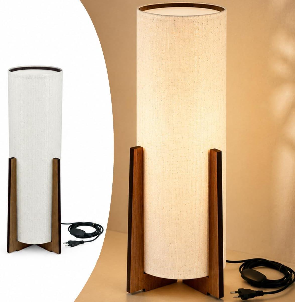 Luminária de chão Atlas 46x14 cm MDF imbuia Decoração Cúpula Sala Fiação 1,5
