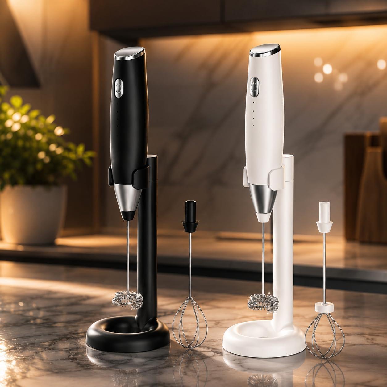 Mini Mixer Portátil USB Recarregável, Com base Suporte, Misturador de Bebidas e Espumador de Leite, Ideal para Café, Ovos, Drinks e Receitas na Cozinha – Qualidade Premium LNMAX®