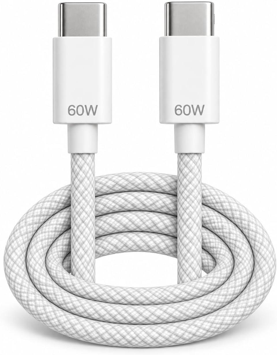 Cabo USB-C para USB-C 60W 1 metro Reforçado para iPhone e Samsung