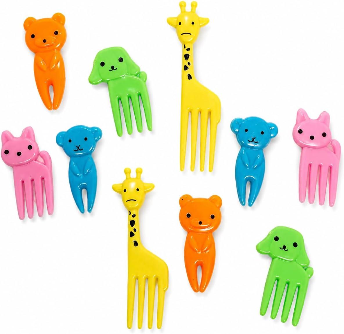 Combo com 10 ou 8 Mini Garfinhos Para Frutas e Petiscos ou Sobremesa - Com Tema de Animais Incentivo - Alimentação Saudável Luxo - MBB Shop (Colorido - 10Unds)