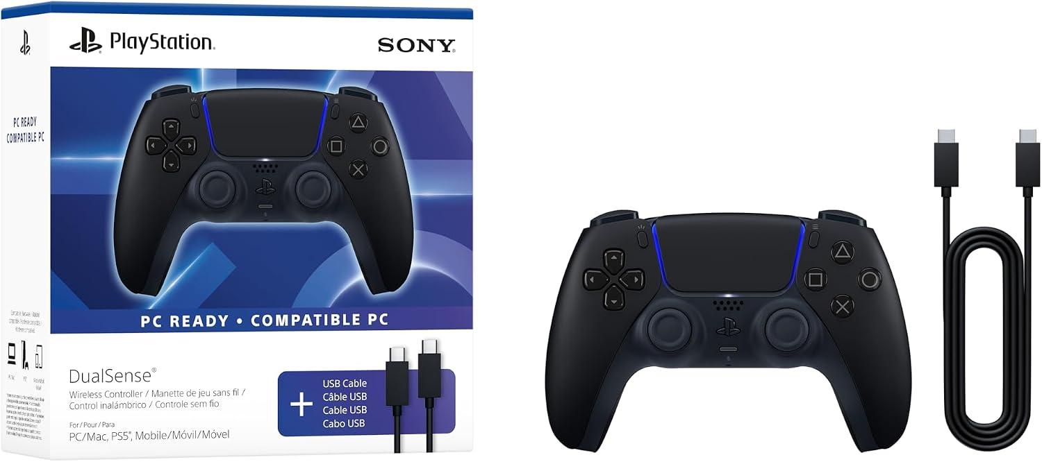 Controle sem fio PlayStation DualSense – Midnight Black + Cabo USB para PC