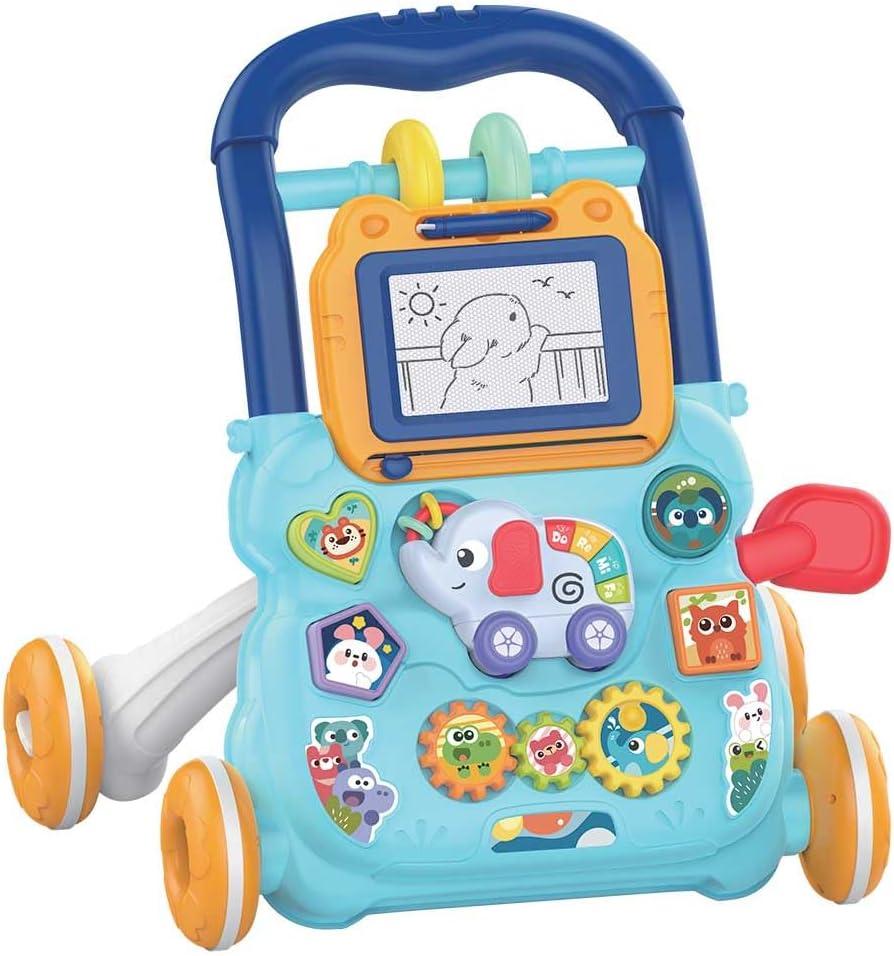 Guta Guti Andador Multiatividades Baby Elefante com Luz, Som, Quadro Mágico e Formas para Encaixar Azul