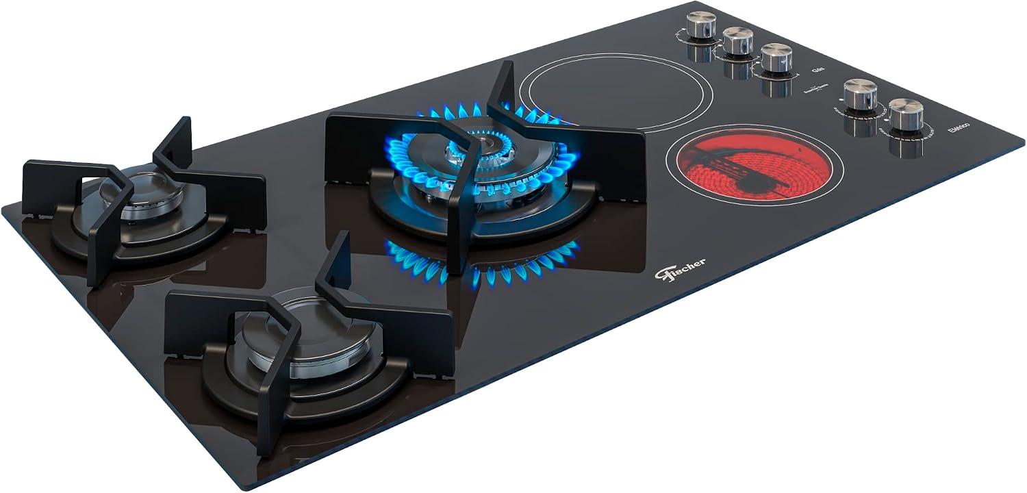 Fischer Cooktop Elétrico/Gás 5 Bocas Top Mesa Vitrocerâmica Preto 220V - 7730-11479