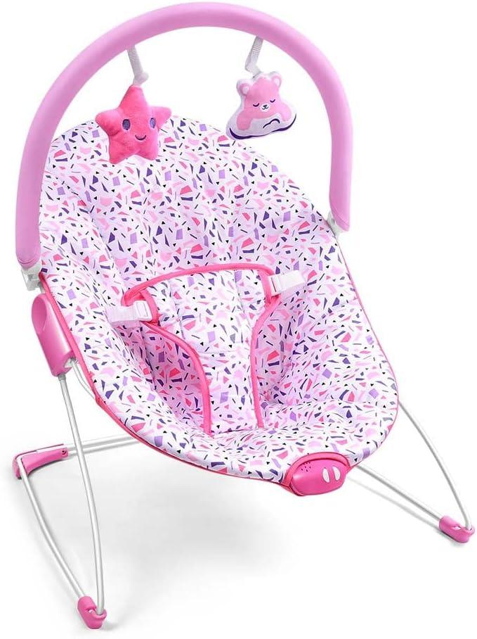 Cadeira de Descanso Para bebê Nap Time 0-11kgs Rosa Cinto de 3 pontos Com Acessórios Interativos Multikids Baby BB291