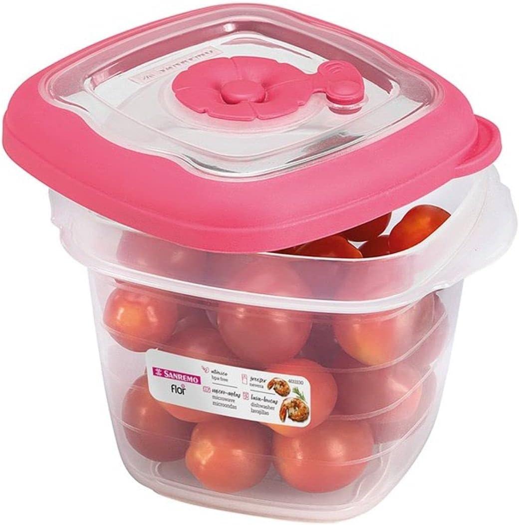 Sanremo - Pote Hermético Plástico Quadrado de 450ml, Linha Flor
