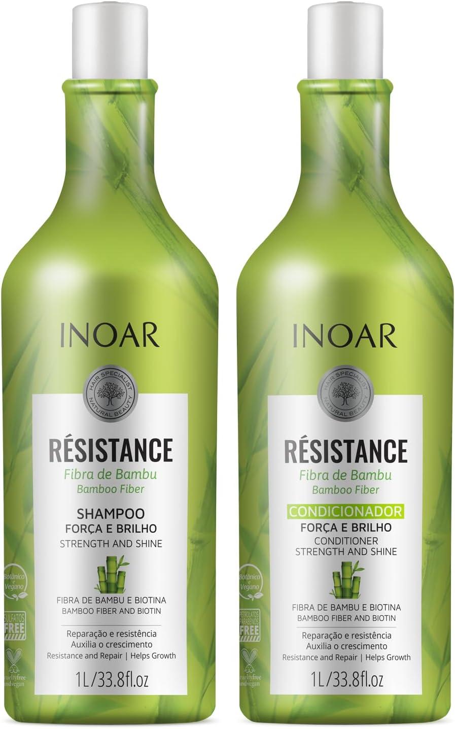 Inoar, Kit Resistance Bambu – Shampoo e Condicionador 1L, Fortalecimento e Crescimento Capilar, Hidratação e Brilho, Para Cabelos Danificados ou Quebradiços