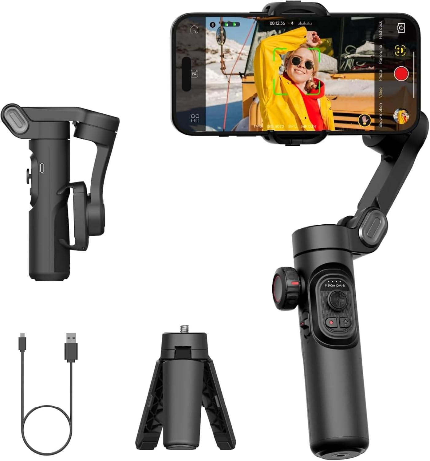 Estabilizador Celular Gimbal 3 Eixos Smart XE Profissional com Roda de Foco,Rastreamento de Rosto e Objetos Tripe Gimbal Compatível com Android e iPhone 17/16/15/14/13Pro Max TikTok e Vlog