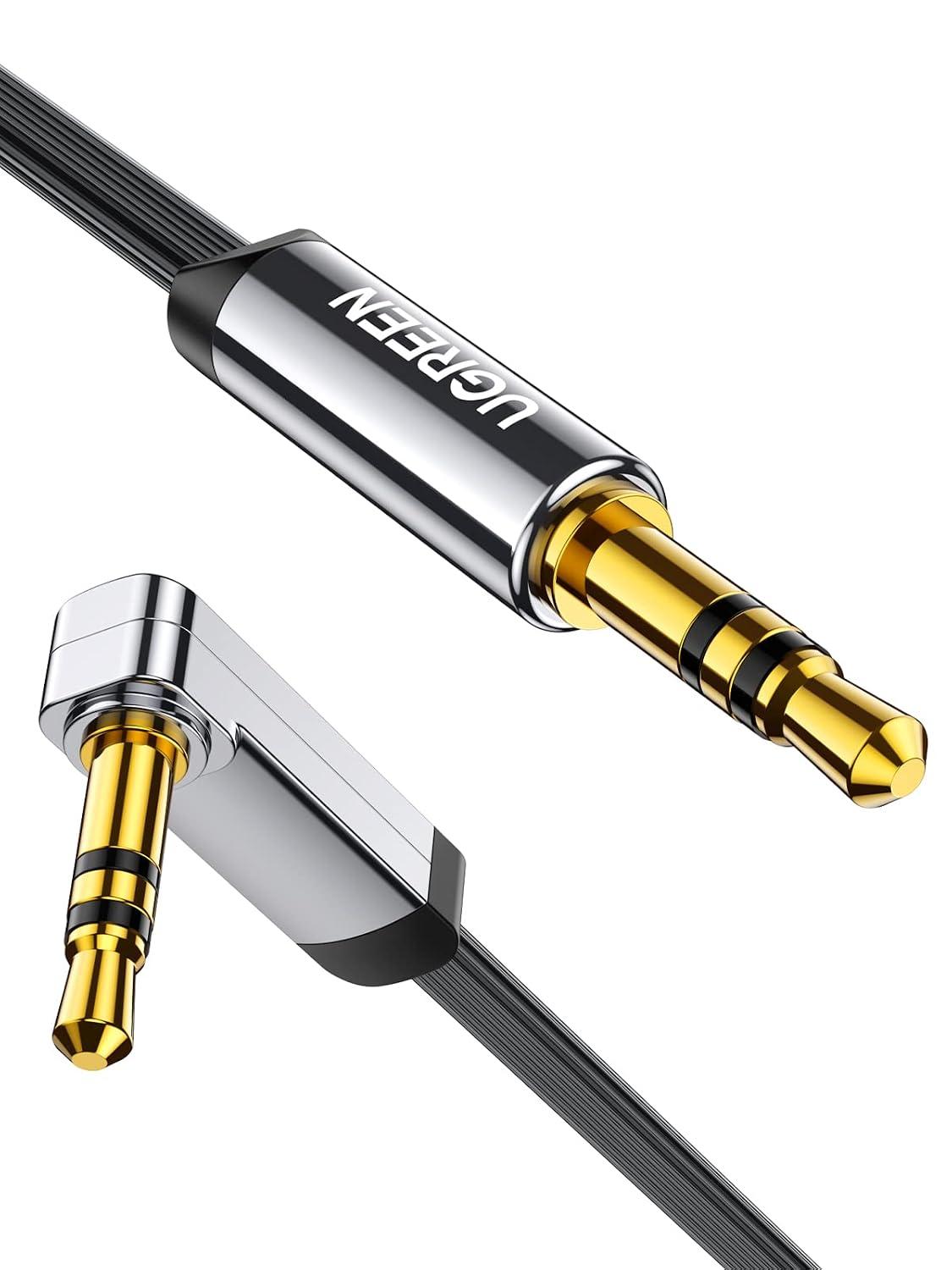UGREEN Cabo P2 Auxiliar de Áudio 3,5mm 90 Graus Ângulo Reto 0.5M
