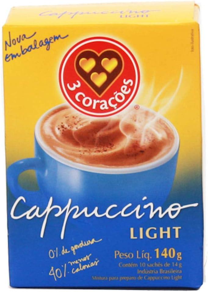 3 Corações - Cappuccino Solúvel Light - Caixa 140g - 10 Unidades, Pacote