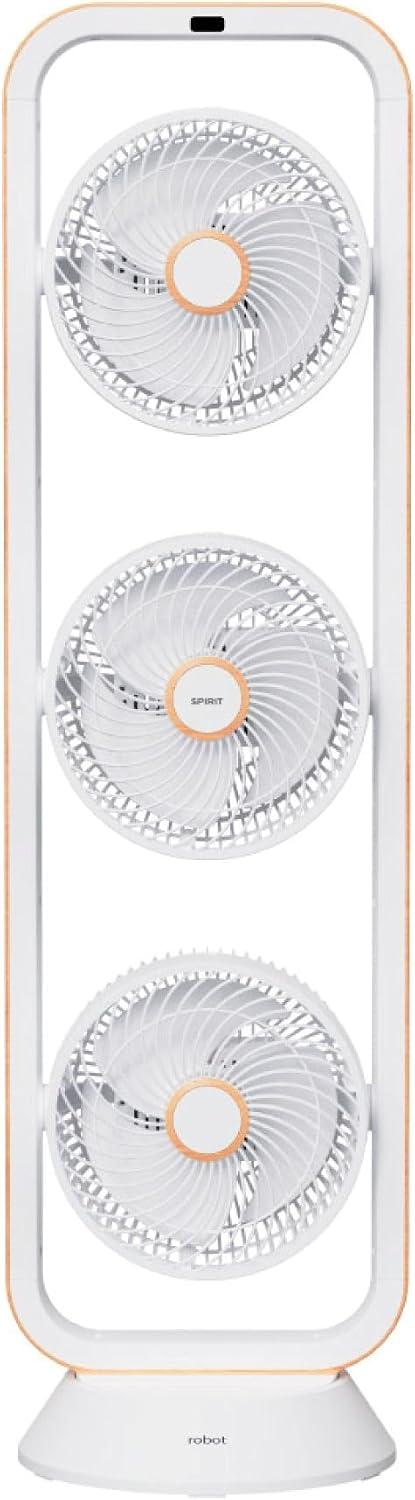 Ventilador Triplo Spirit Robot - Branco e Caramelo - 220 Volts