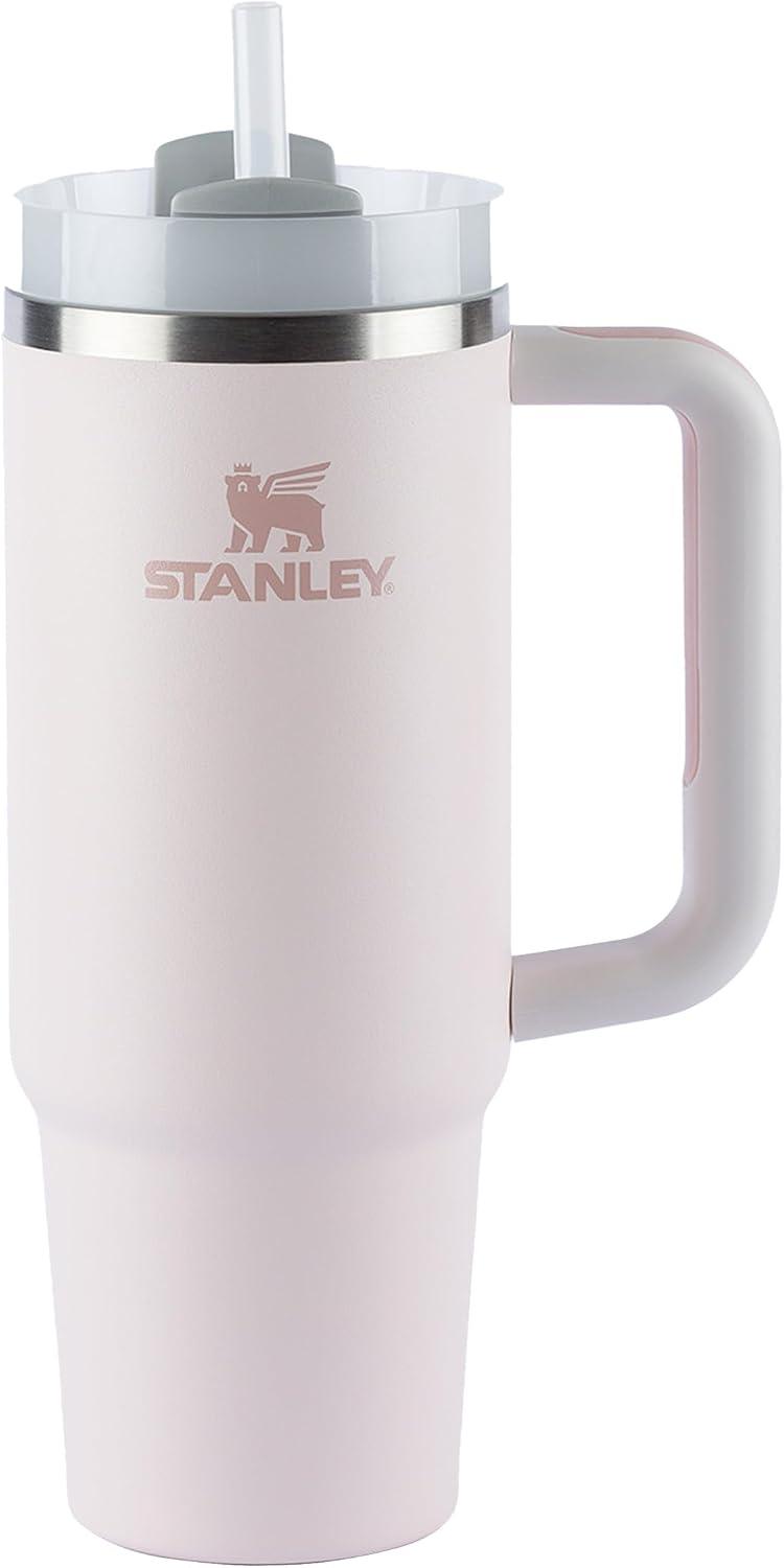 Stanley - Quencher H2.0 FlowState 1,18L - Copo de aço inoxidável com isolamento a vácuo, tampa e canudo, para água, chá gelado, café, smoothies e muito mais, Rose Quartz