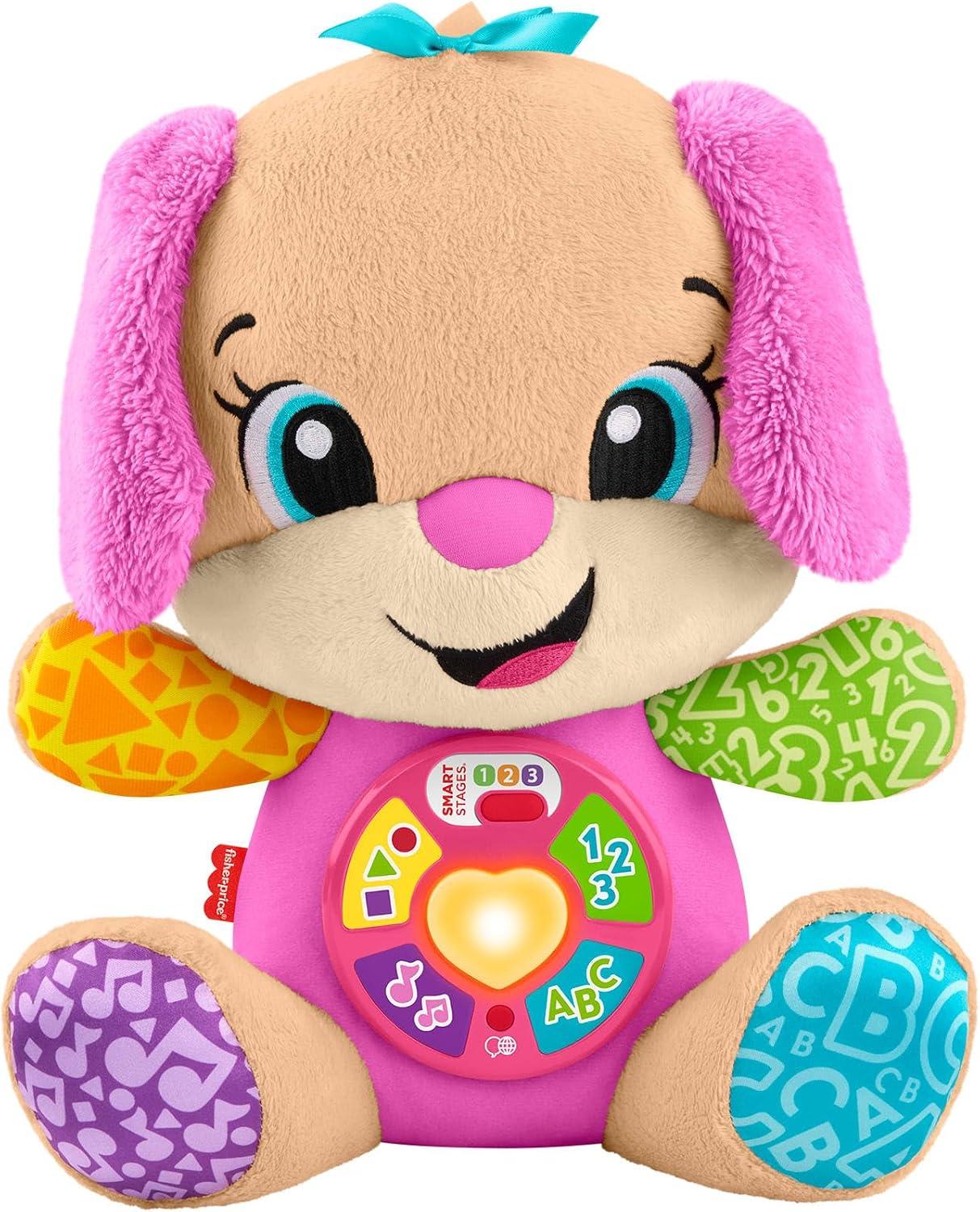 Irmã do Cachorrinho Aprende Comigo Brinquedo Bebê Fisher-Price Mattel. Ensina com luzes, músicas e frases educativas. Ideal a partir dos 6 meses.