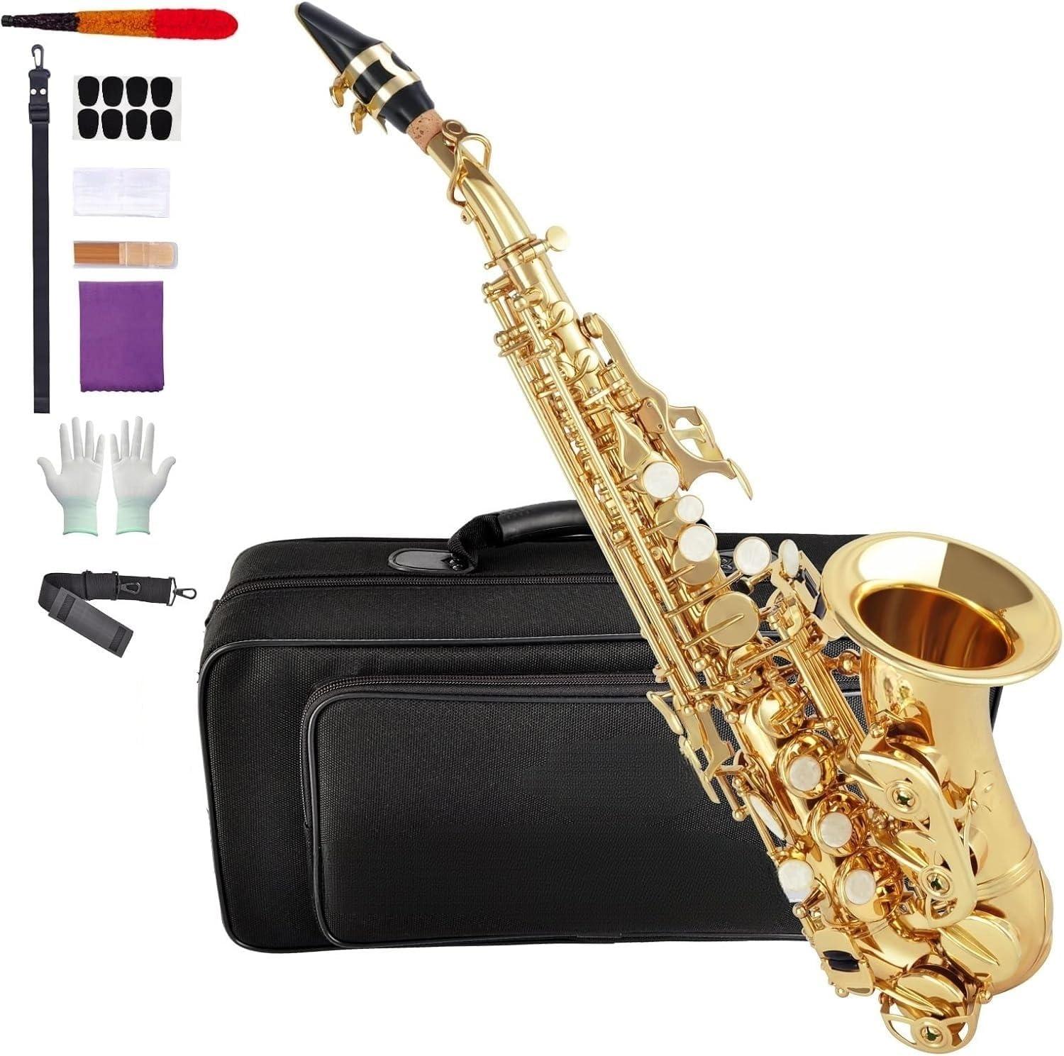 VEDO Saxofone em Si bemol(Bb), Banda de sopro profissional Acabamento Em Laca Dourada, Para Iniciantes, Saxofone Para Estudantes, Saxofone Alto, Estojo e Kit De Limpeza, Completo de AcessóRios, Ouro