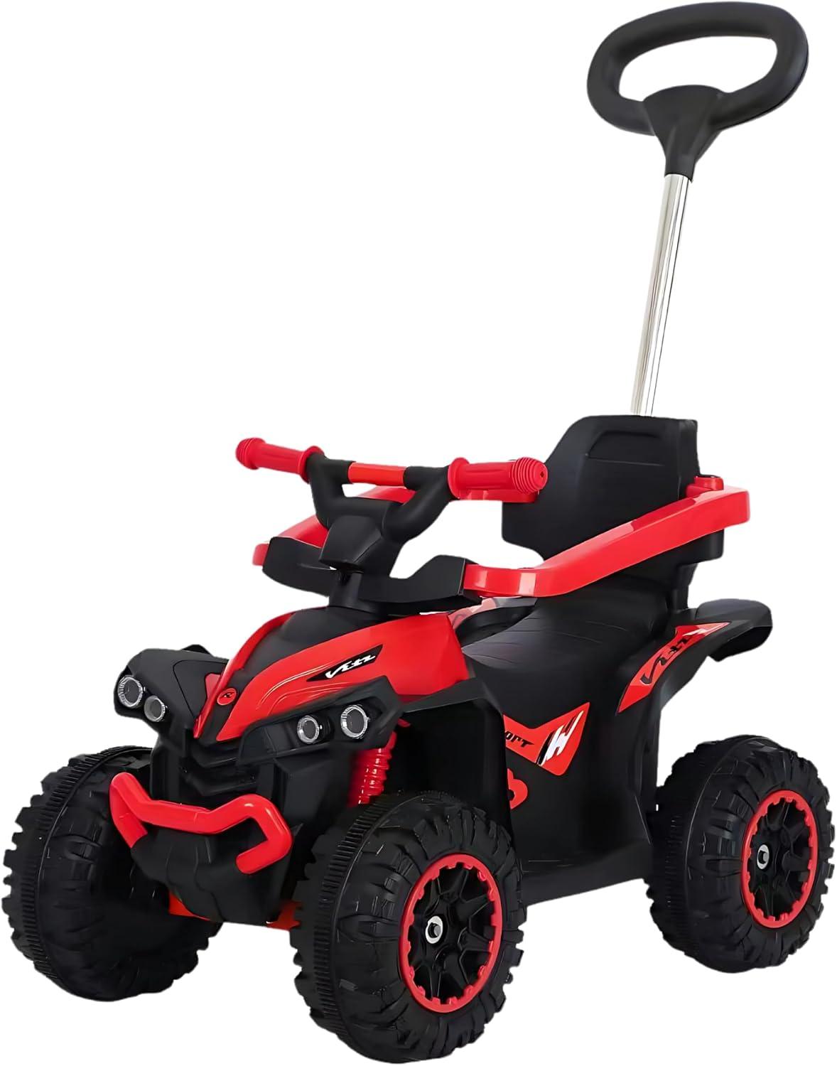 Quadriciclo Elétrico Infantil com Aro de Proteção Haste Direcionavel Som e Luz (Vermelho)