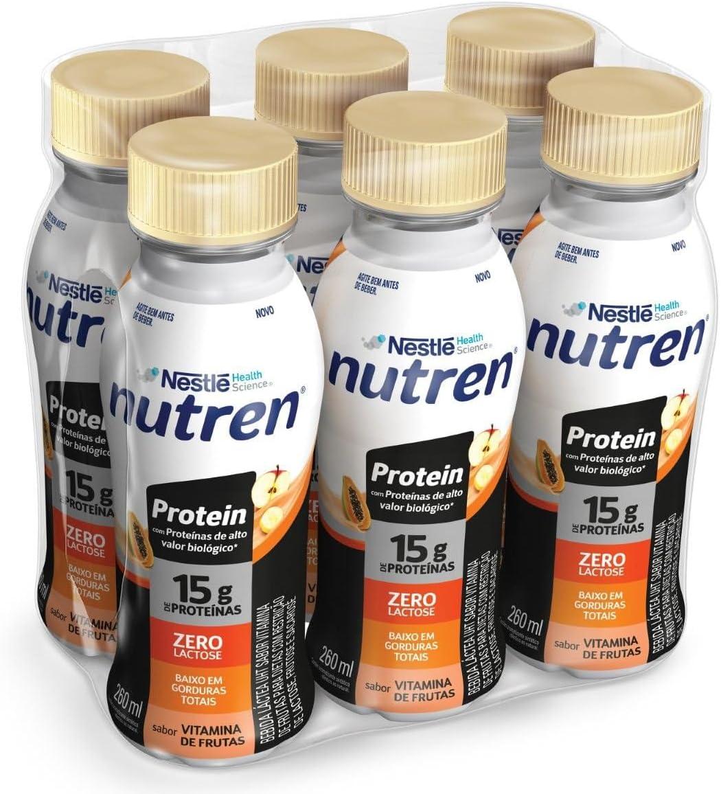 Bebida Láctea Nutren Protein 15g de proteínas Vitamina de Frutas 260ml - 6 Unidades
