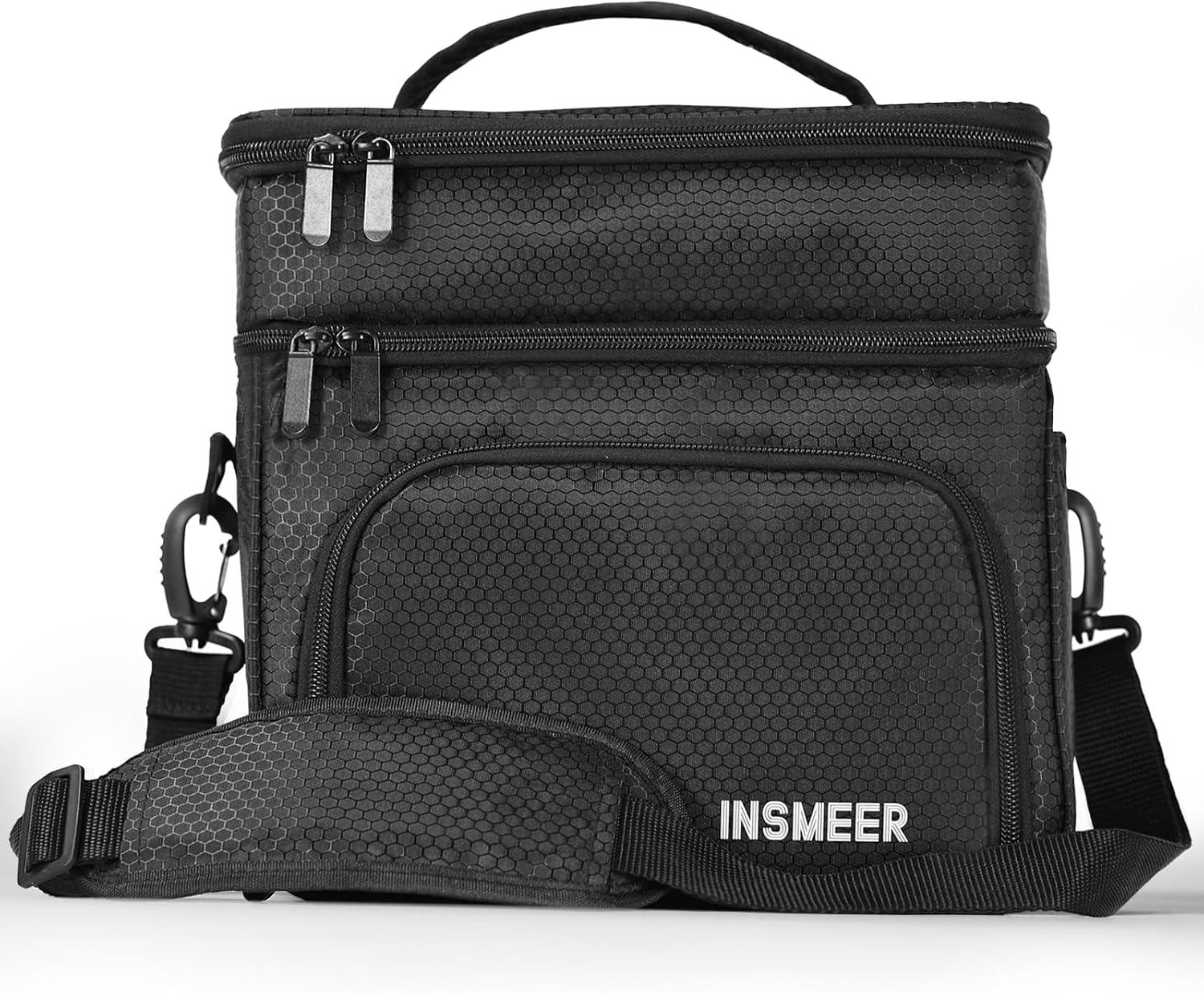 INSMEER Bolsa Termica Marmita 16L com Compartimento para Bebidas, Lancheira Térmica Impermeável e com Alça Confortável para Adultos - Marmita Grande para Trabalho, Praia e Viagem