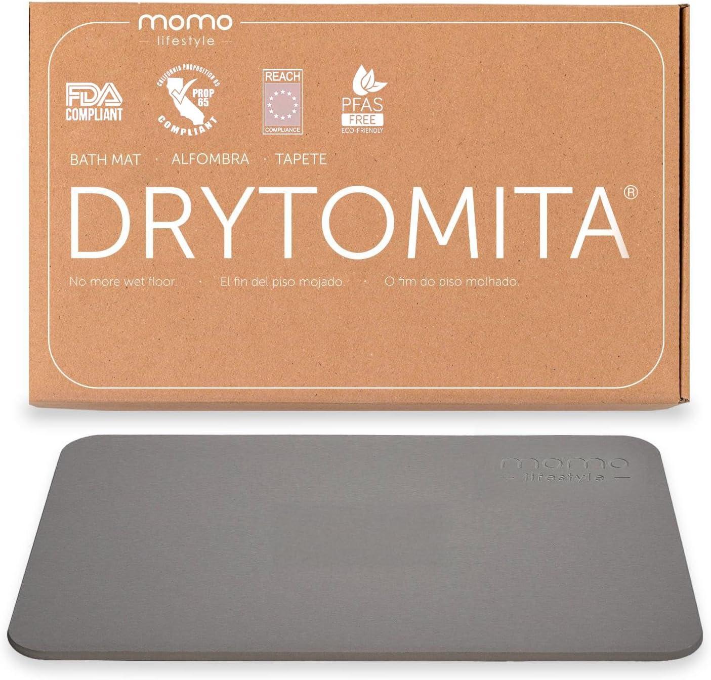Momo Lifestyle Tapete para Banheiro de Terra Diatomácea Drytomita, Seca Rápido para Saída de Box, Antiderrapante (Cinza Grafite, 60x39 cm)