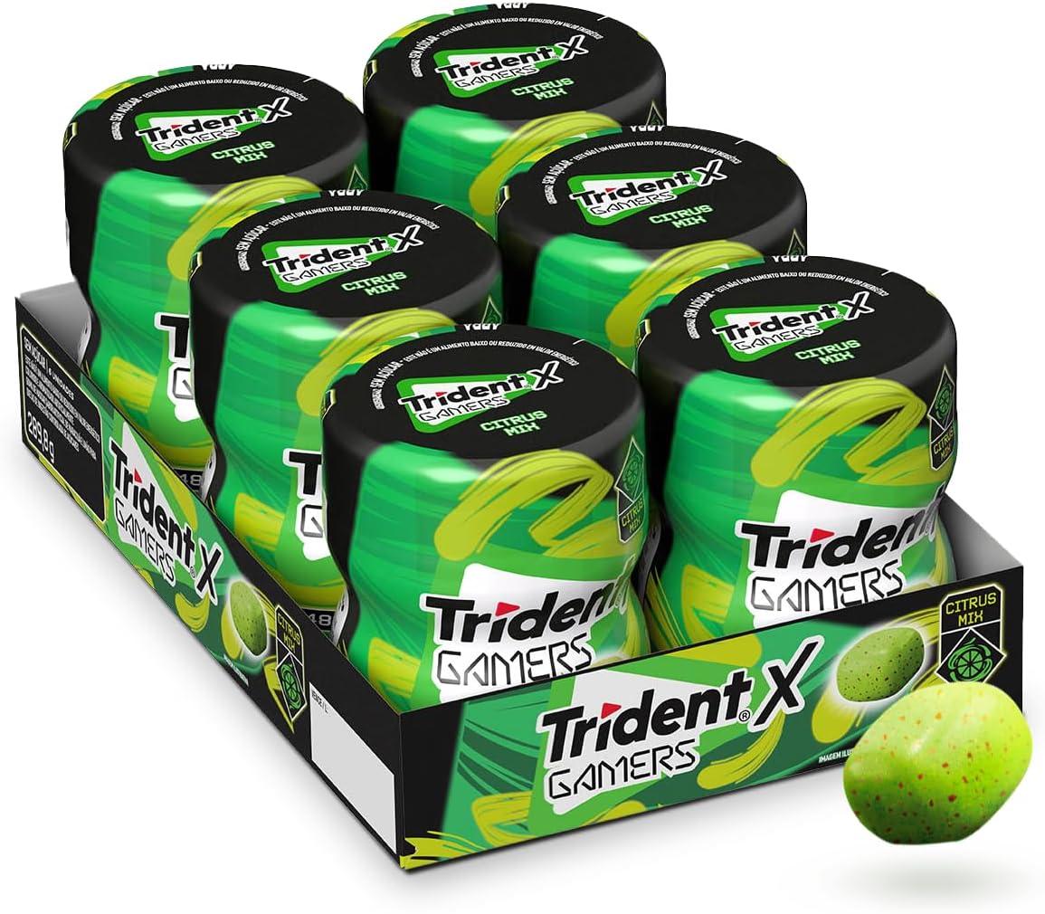 Chiclete Trident X Gamers Citrus Mix - Caixa com 6 unid de 48,3g