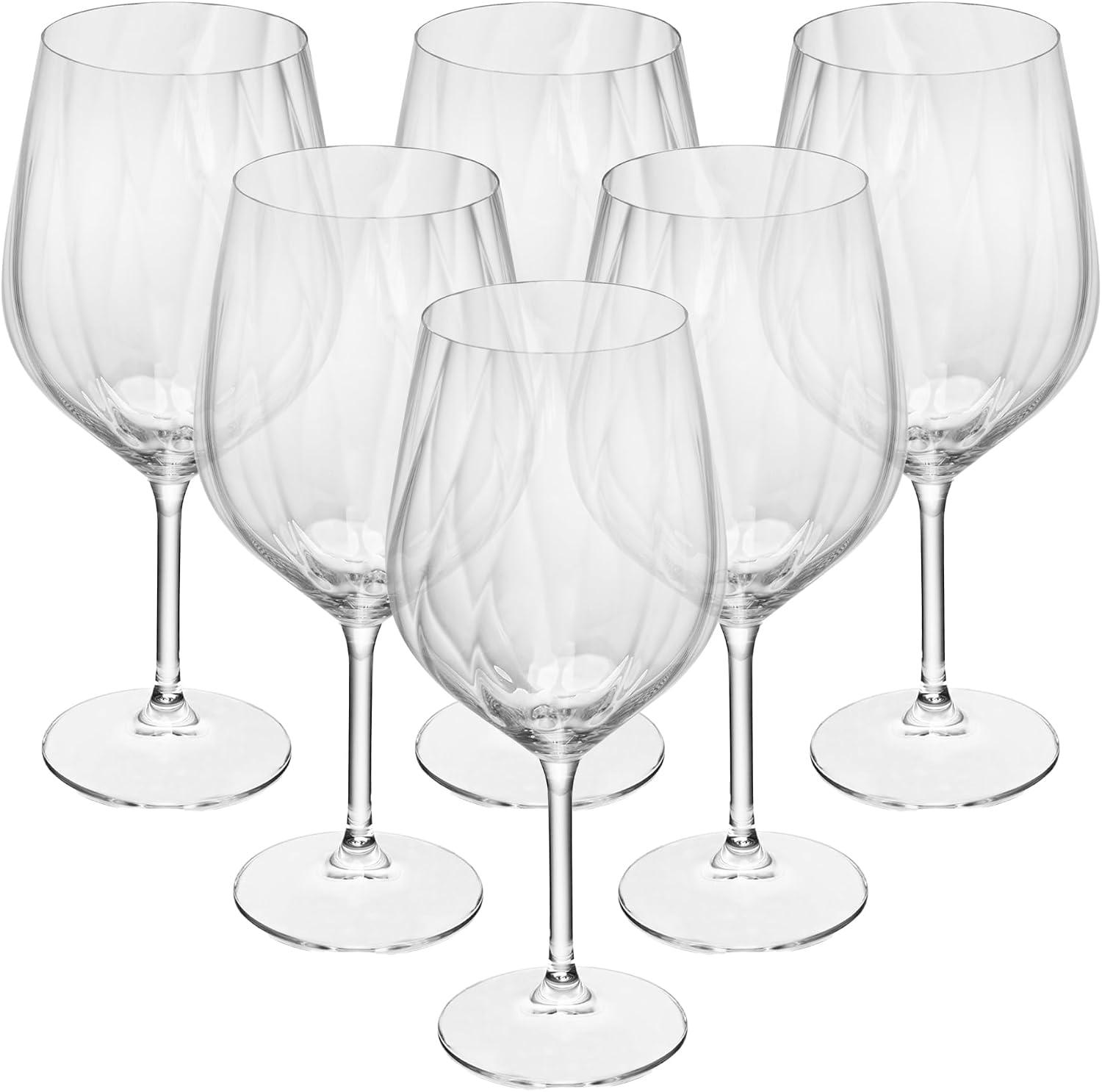 WOLFF - Jogo 6 Taça de Vinho Crex Optic 480ml Cristal Ecológico Bohemia