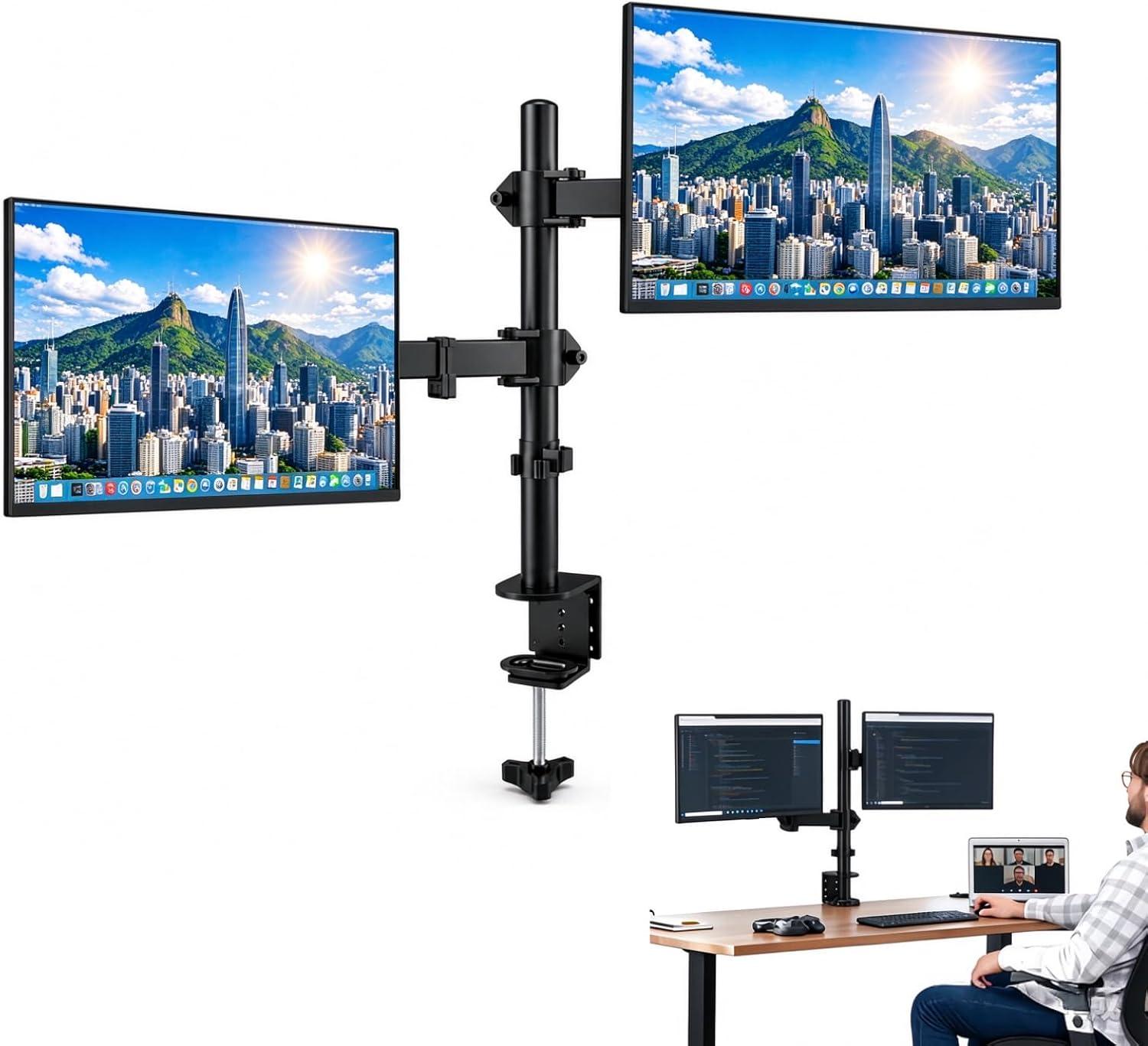 Suporte Braço Duplo Monitor Articulado 13-32" Carga 8kg por Braço