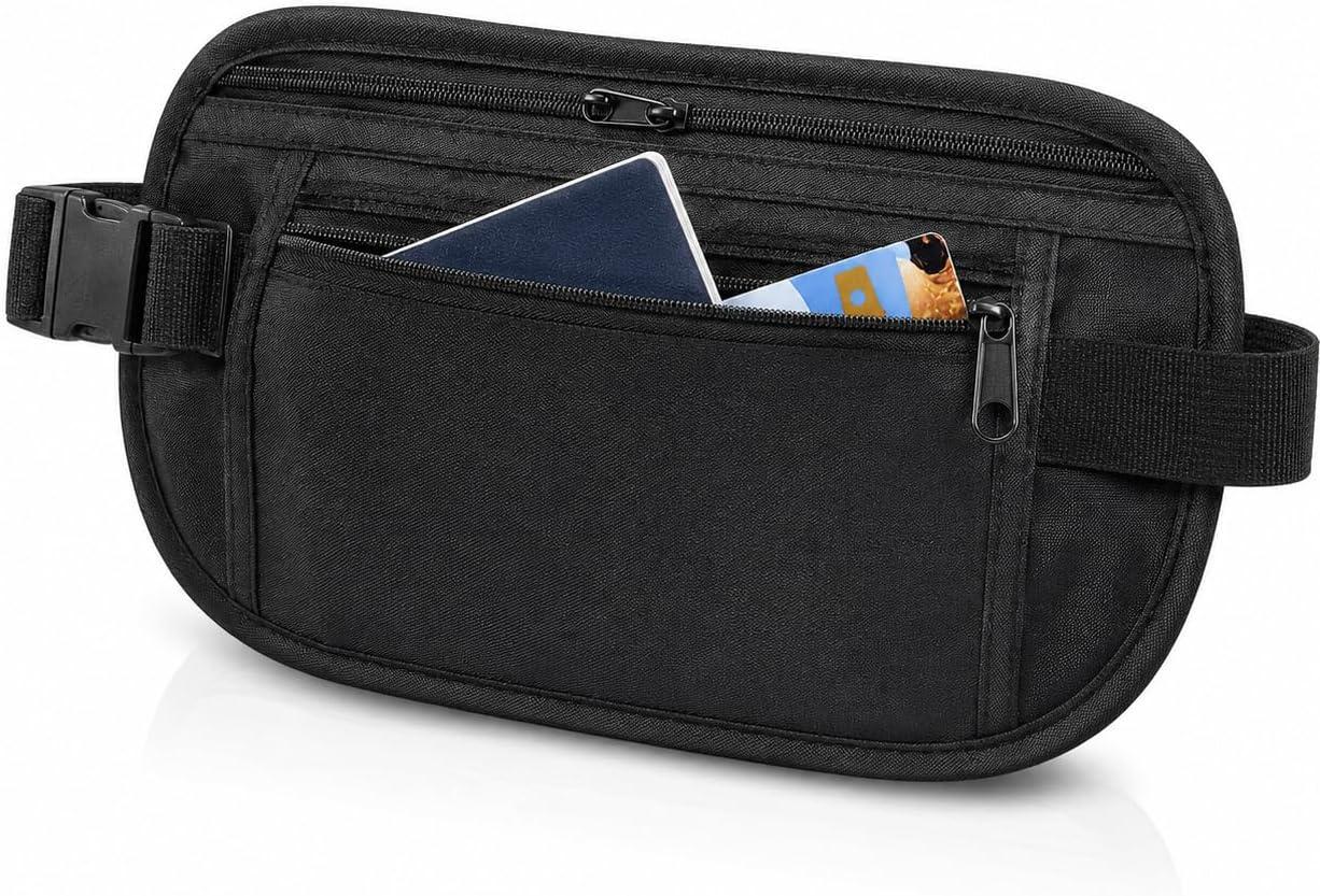 Pochete Doleira Bolsa de Cintura Ajustável com Zíper para Homem e Mulher