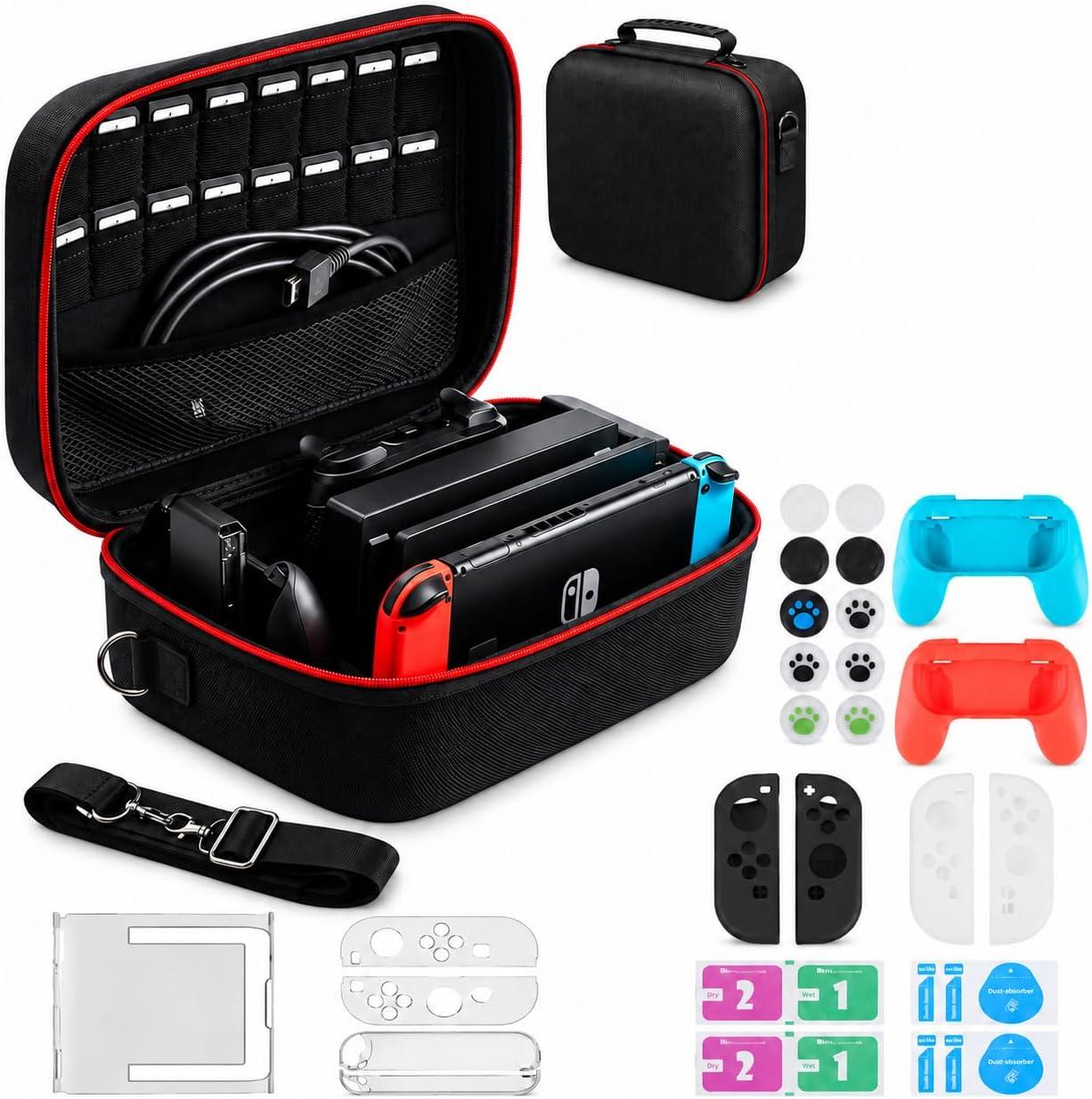 Case para Nintendo Switch 2 2025, Case Protetora Rígida Portátil com Compartimento para 10 Cartuchos e Bolsos para Acessórios for Switch 2 Accessories and Games