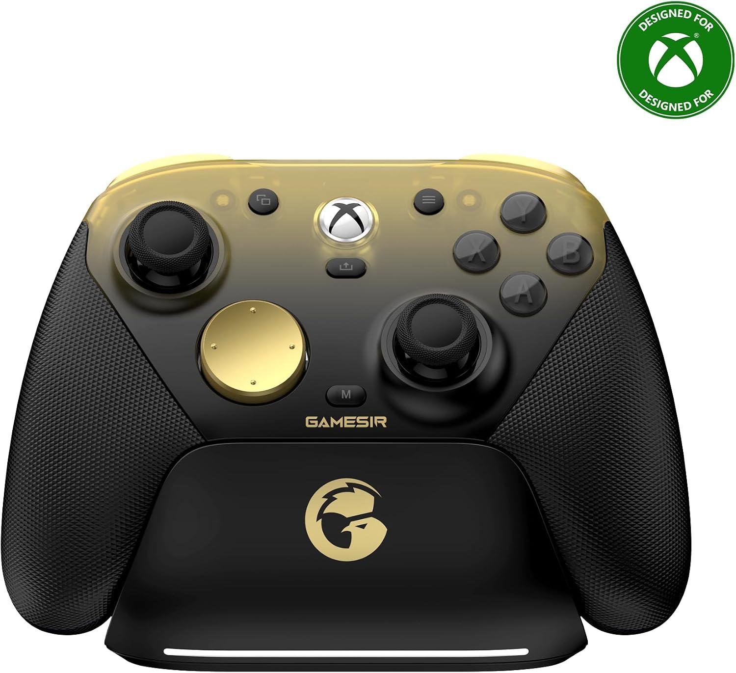 GameSir G7 Pro Controle Gamer Tri-Mode para Xbox, PC e Android Sem Fio 2.4G/Bluetooth e Com Fio Joystick Hall Effect + TMR 1000Hz Polling Rate Botões Macro Giroscópio Vibração 4 Motores Anti-Drift Controle Profissional- dourado