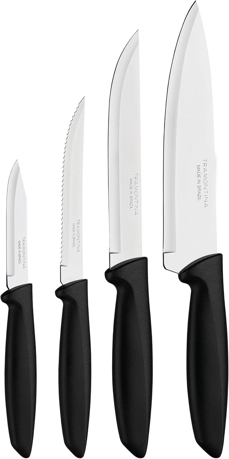Tramontina Jogo Facas Inox 4pc Plenus Pre, Preto