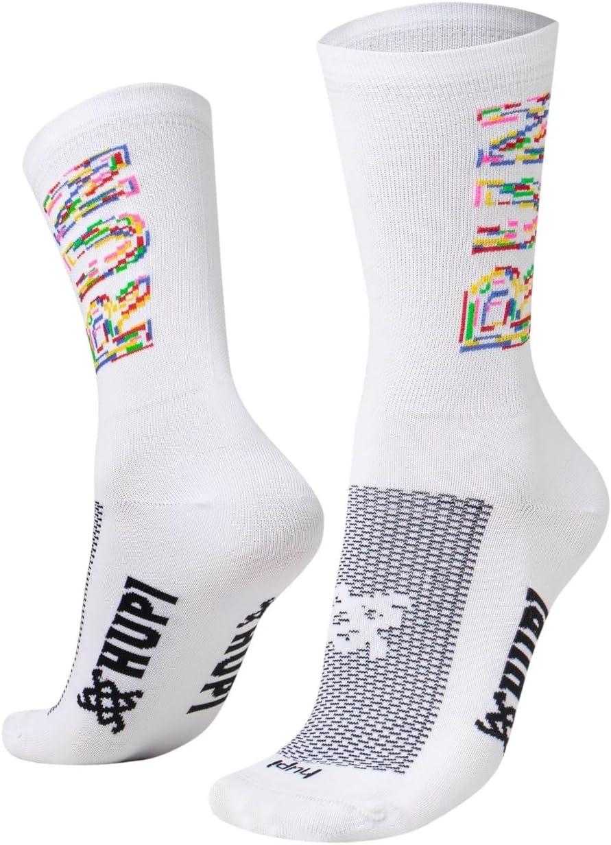 Meia Ciclismo Corrida Bike Hupi Cano Médio Cores 1 Par - Run Colors Branca - Tamanho 36-42