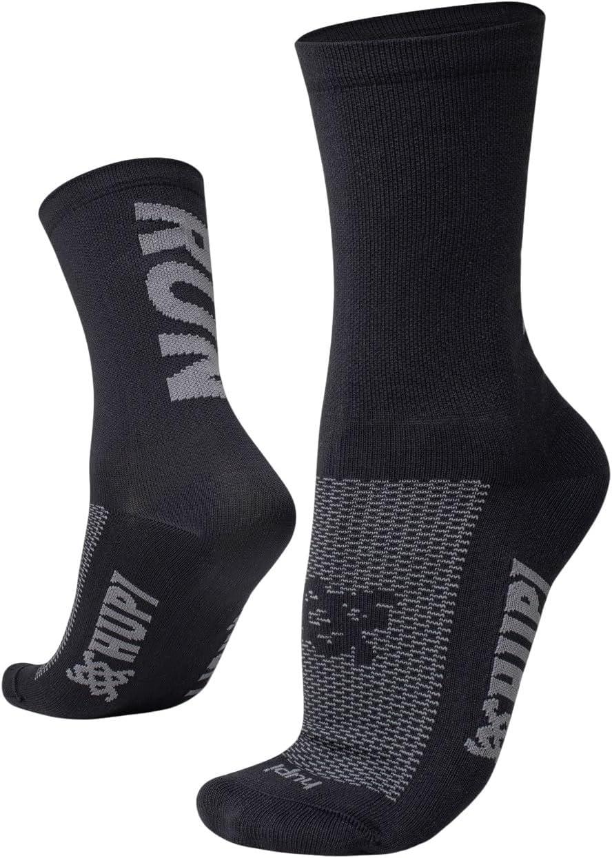 Meia para Corrida HUPI Run Preto/Cinza 1 Par Cano Médio, Cor: Preto/Cinza, Tamanho 36-42