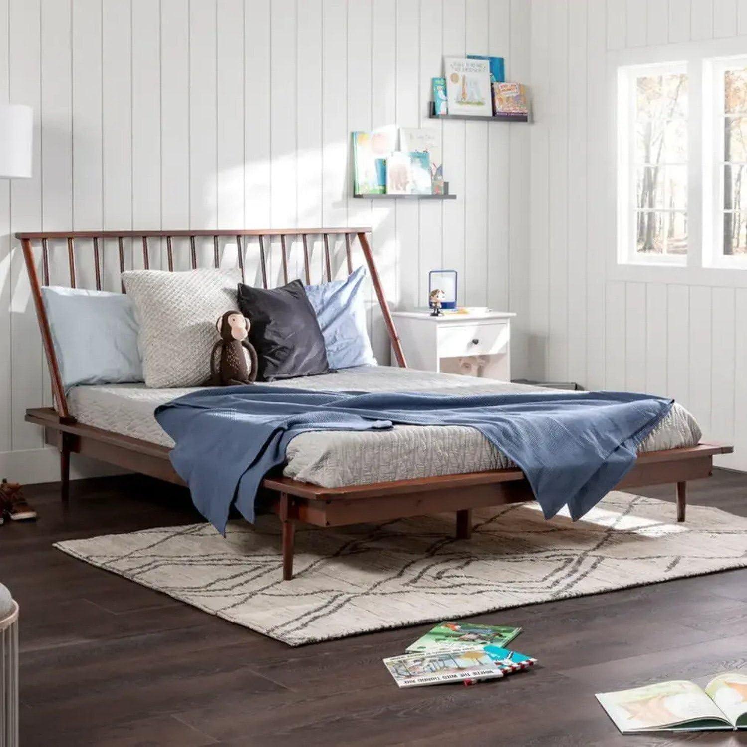 Cama de Casal Lunna 100% madeira Maciça Walnut