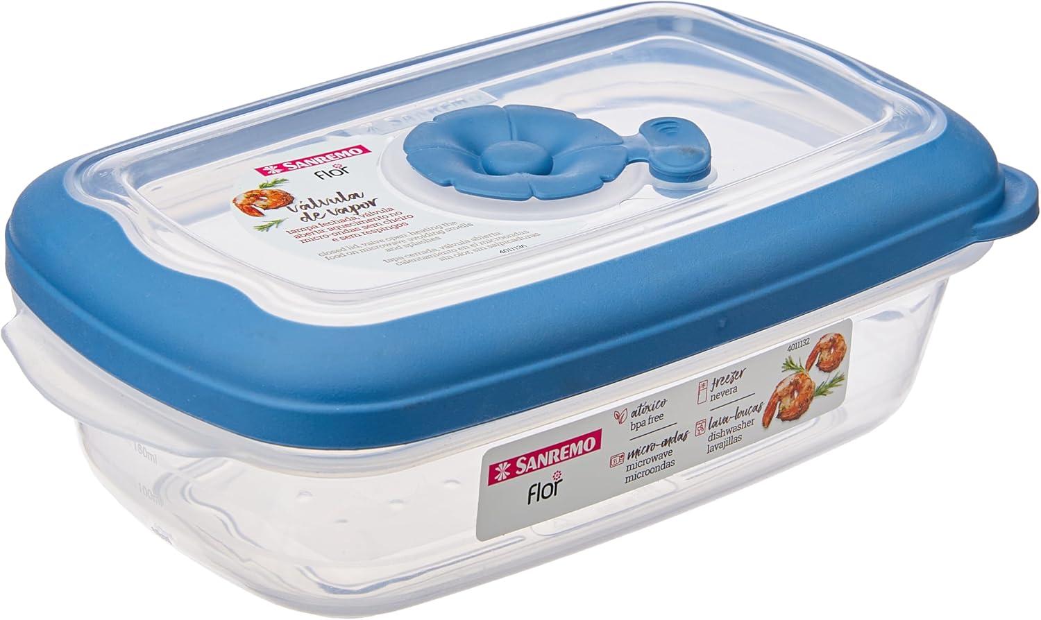 Sanremo - Pote Plástico Hermético Retangular de 430ml, Linha Flor