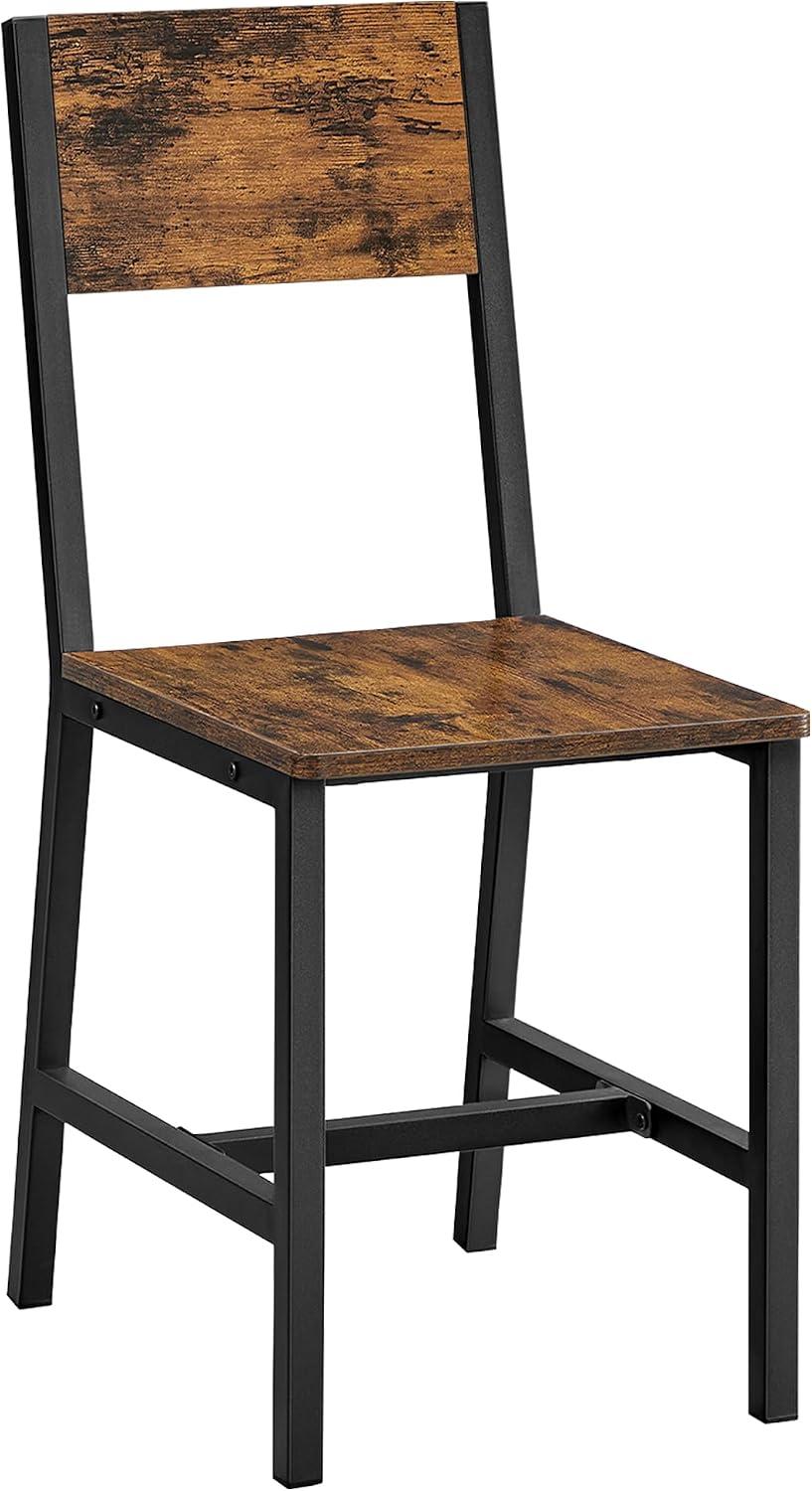VASAGLE Conjunto de 2 Cadeiras de Jantar, Estrutura de Aço, Estilo Industrial, para Sala de Jantar, Sala de Estar, Cozinha, Marrom Rústico e Preto Tinta BRLDC092B01V1