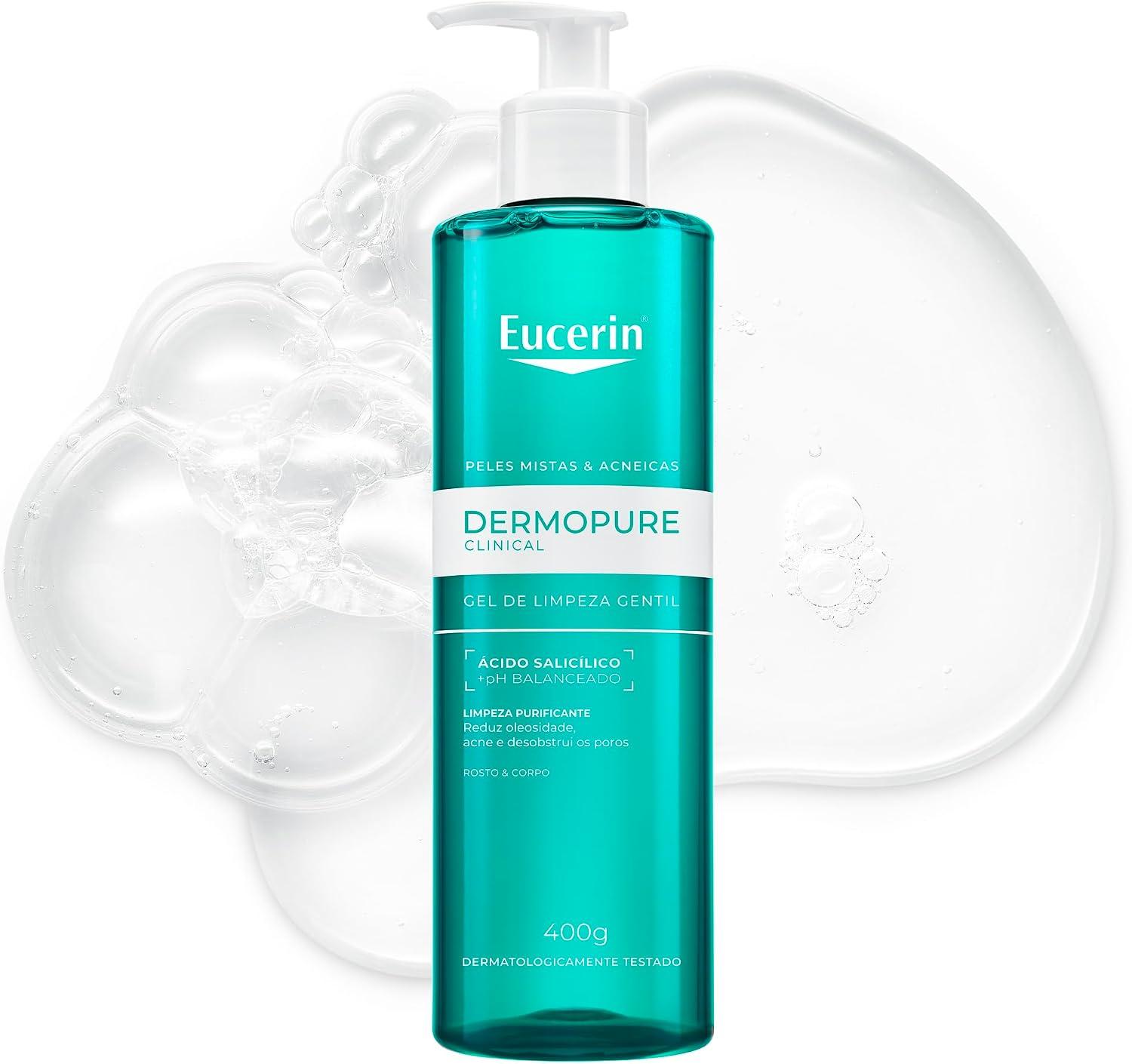 EUCERIN Dermopure Clinical Gel de Limpeza Gentil 400ml, Redução da oleosidade e acne, Desobstrui os poros