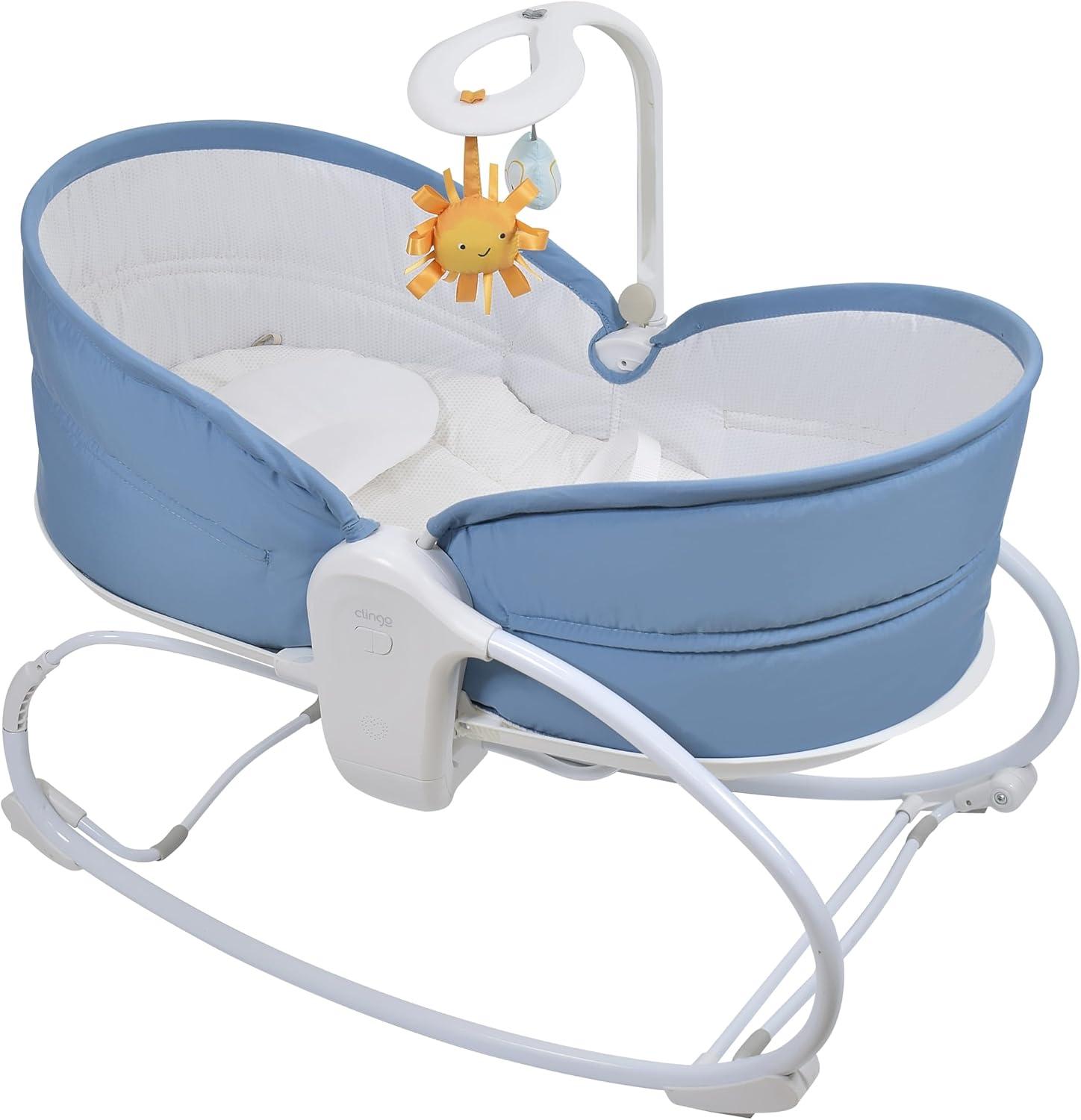 Clingo Cadeira Moisés Aconchego com Vibração e Canções de Ninar, (Suporta até 18kg), Azul