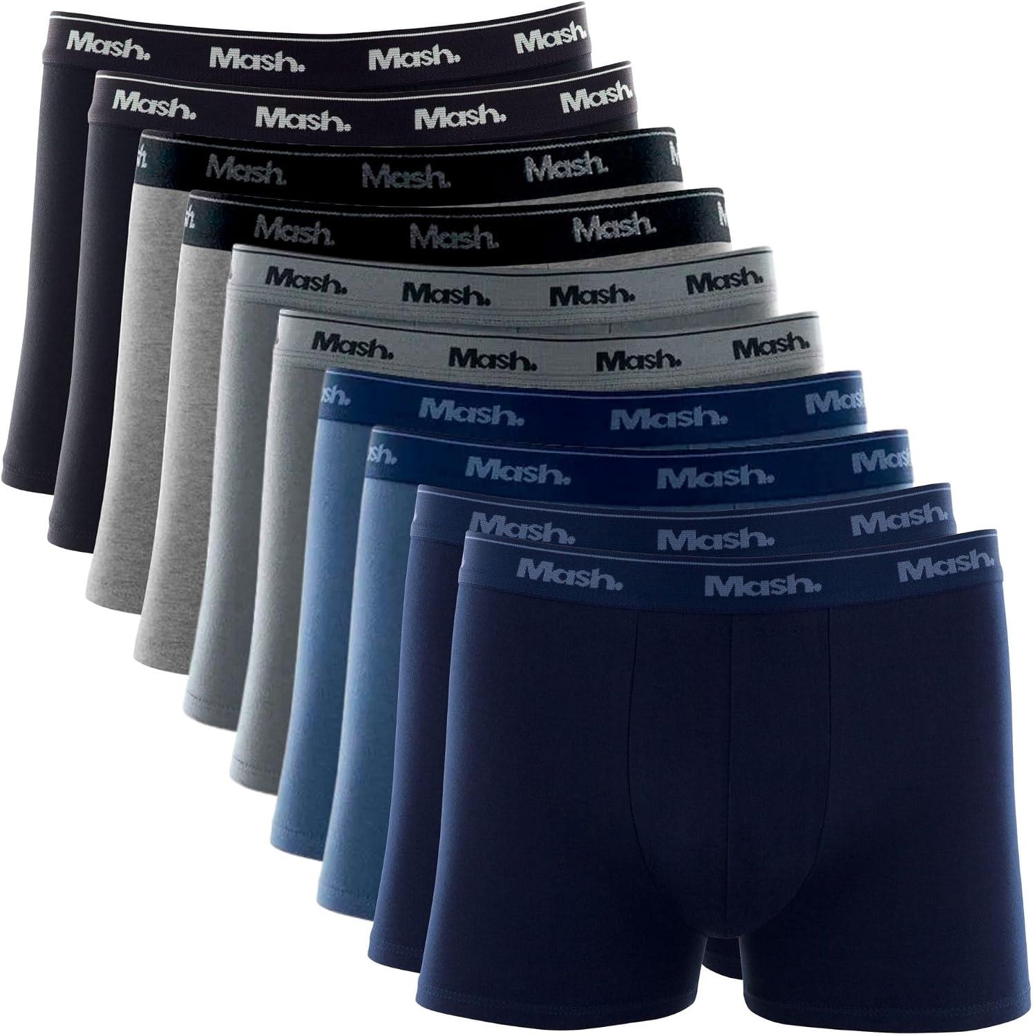 Kit 10 Cuecas Mash Masculina Boxer Algodão Cotton Macio Respirável Cós Elástico 35mm Cavalo Alongado