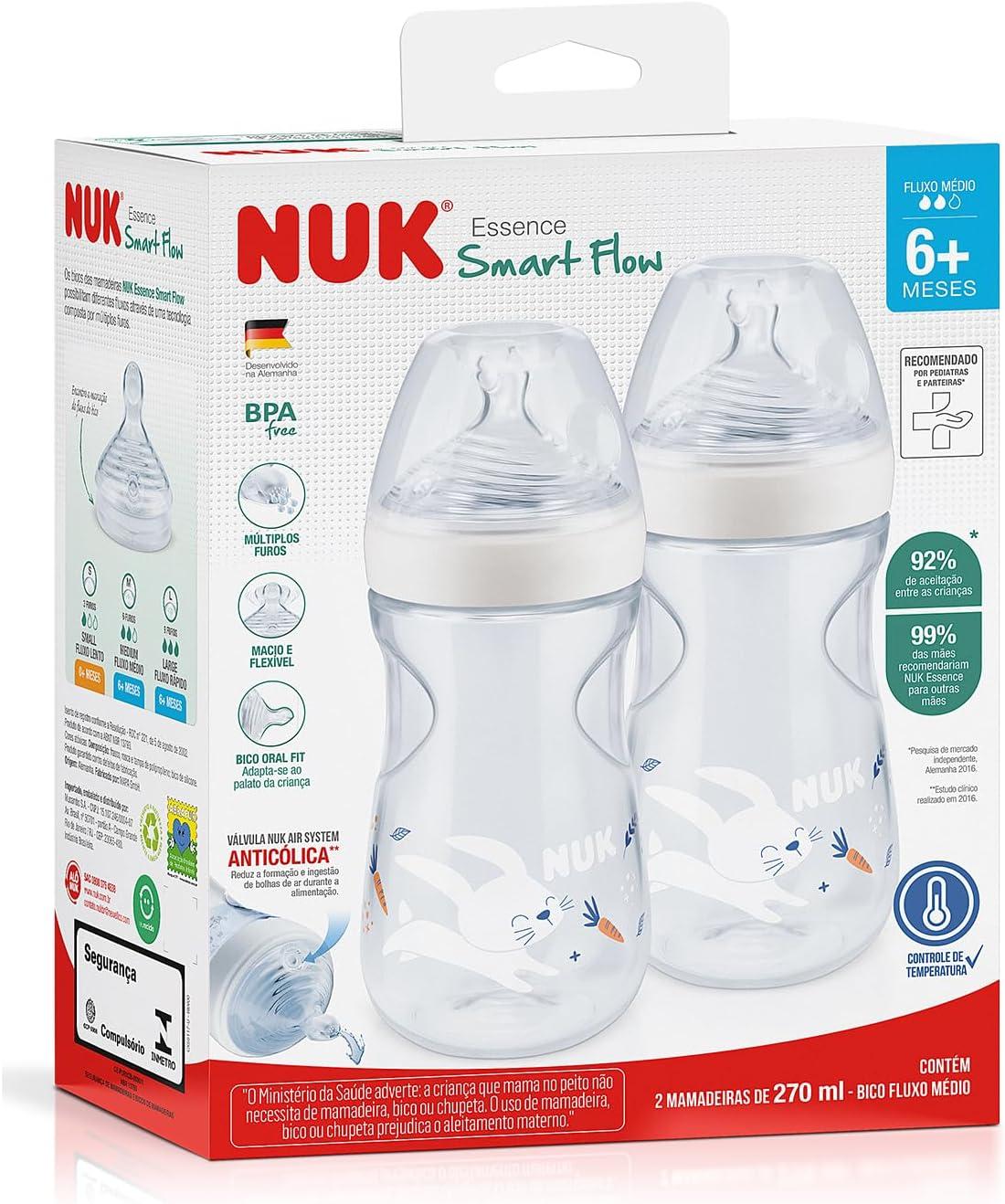 Kit de Mamadeiras Anticólica Essence Smart Flow 270ml NUK – Branca