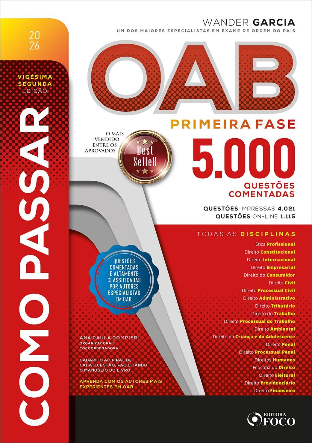 Como Passar na OAB - 1ª Fase - 5.000 Questões Comentadas - 22 ª Ed - 2026