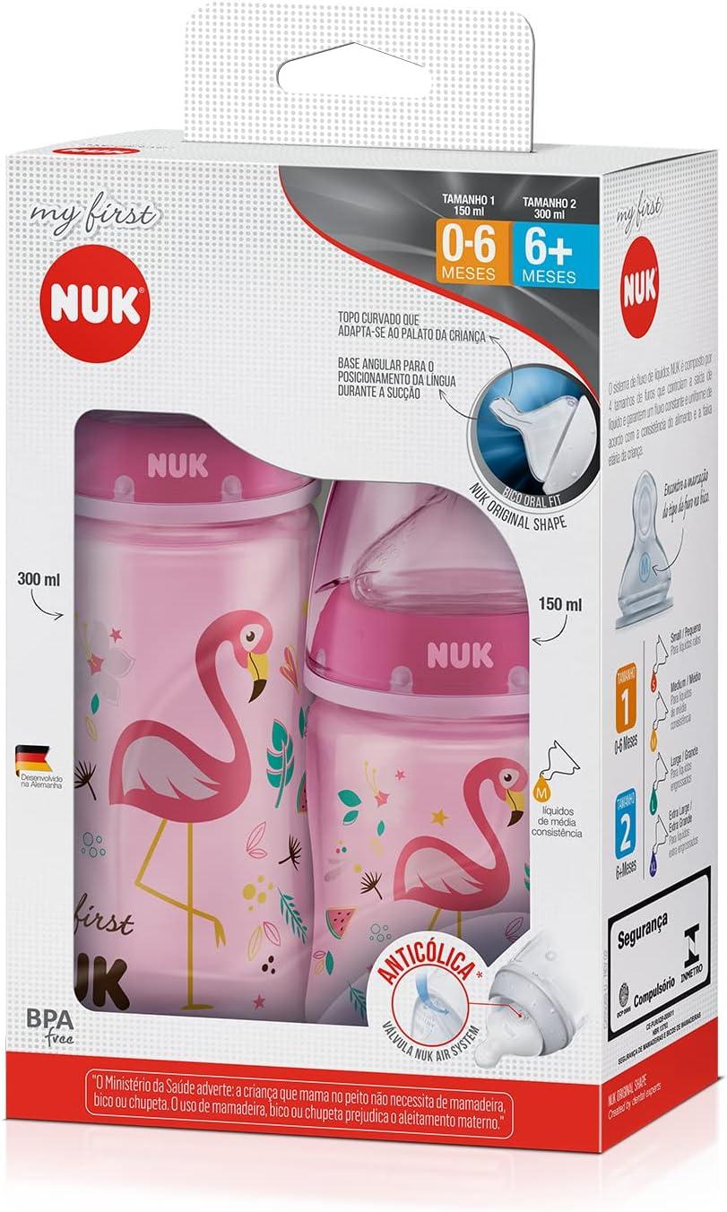 NUK Kit Mamadeira My 1St S1 150ml S2 300ml Girl - Rosa 2 Unidades