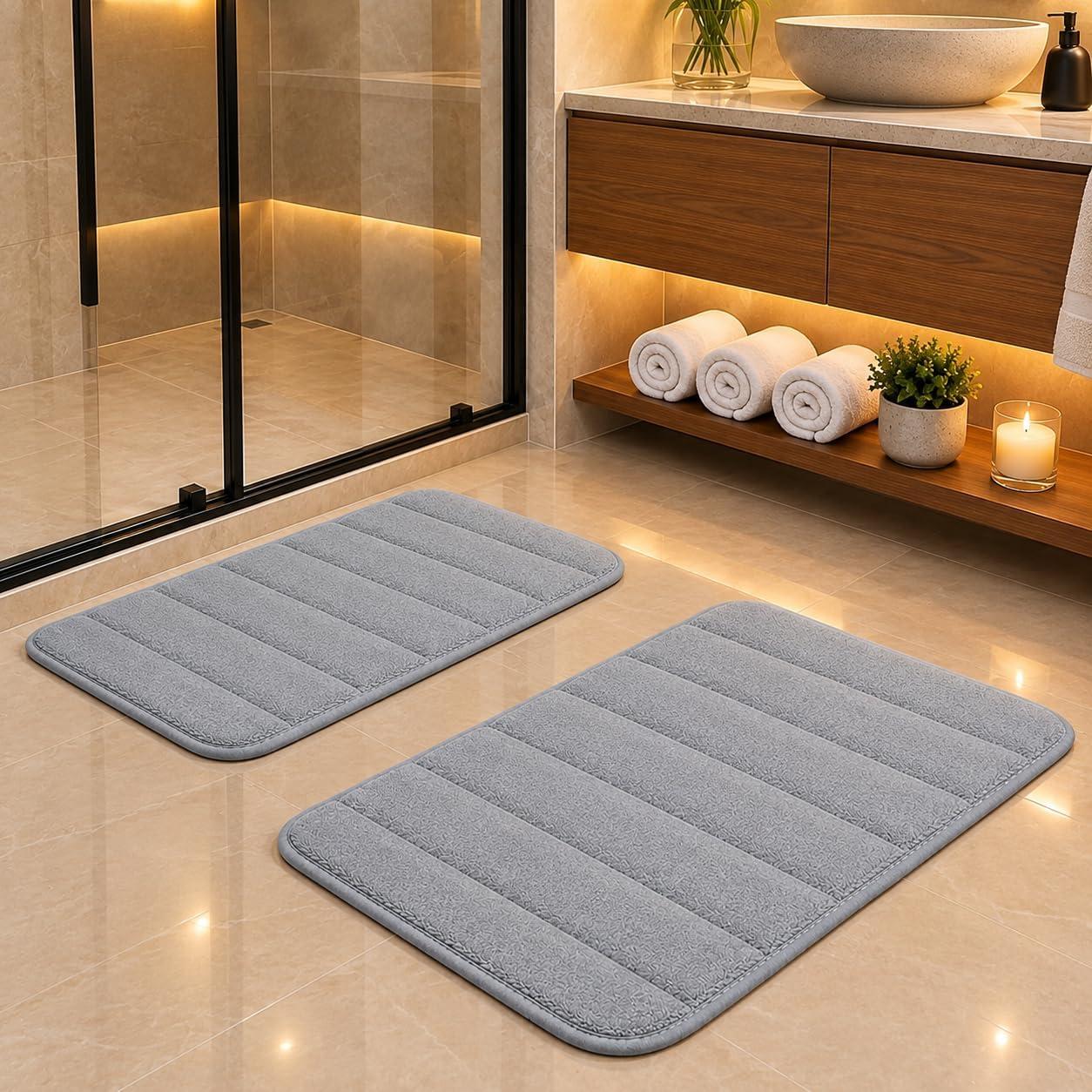 Kit com 2 Tapetes de Banheiro Mágico Premium Ultra Absorvente Cinza (Cinza)