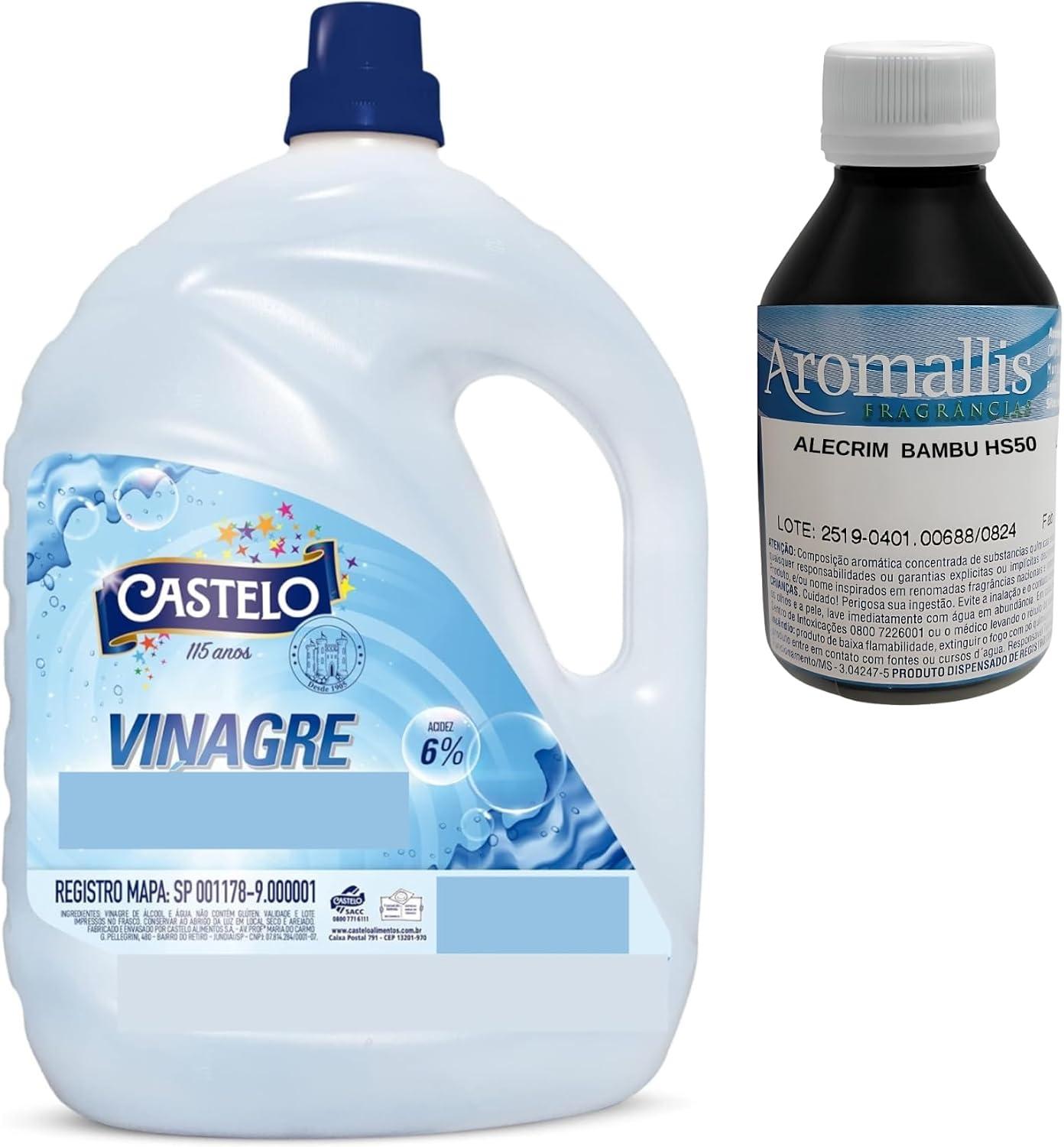 Kit Vinagre 5L para Lavar Roupas + Essência Hidrossolúvel 100ml – Amacia e Perfuma as Roupas (Bambu)