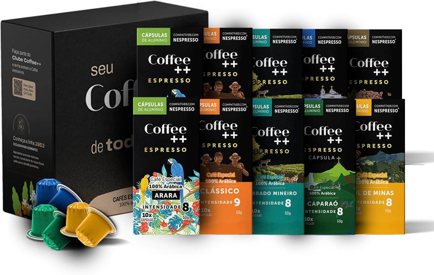 Kit 100 Cápsulas Coffee Mais, compatível com Nespresso Variedades