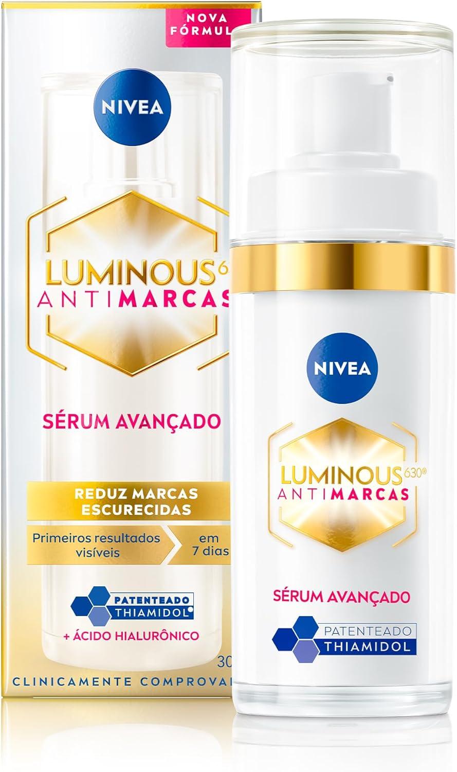 NIVEA Luminous 630 Sérum Avançado Antimarcas Escurecidas 30ml, Reduz Marcas Escurecidas, Uniformiza o Tom, Ácido Hialurônico, Radiância Intensa