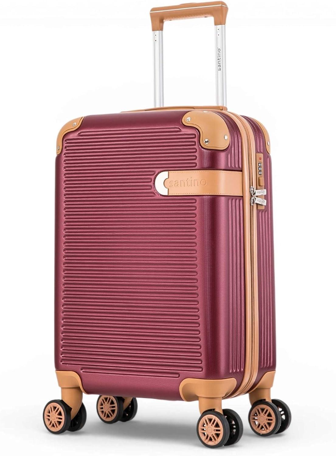 Mala de Viagem de Bordo Nice 10kg Rígida ABS Padrão ANAC com 4 Rodas duplas 360º e Trava de segredo numérico, divisória interna com zíper e elástico de fixação, Bordô, Santino - ABEV407P